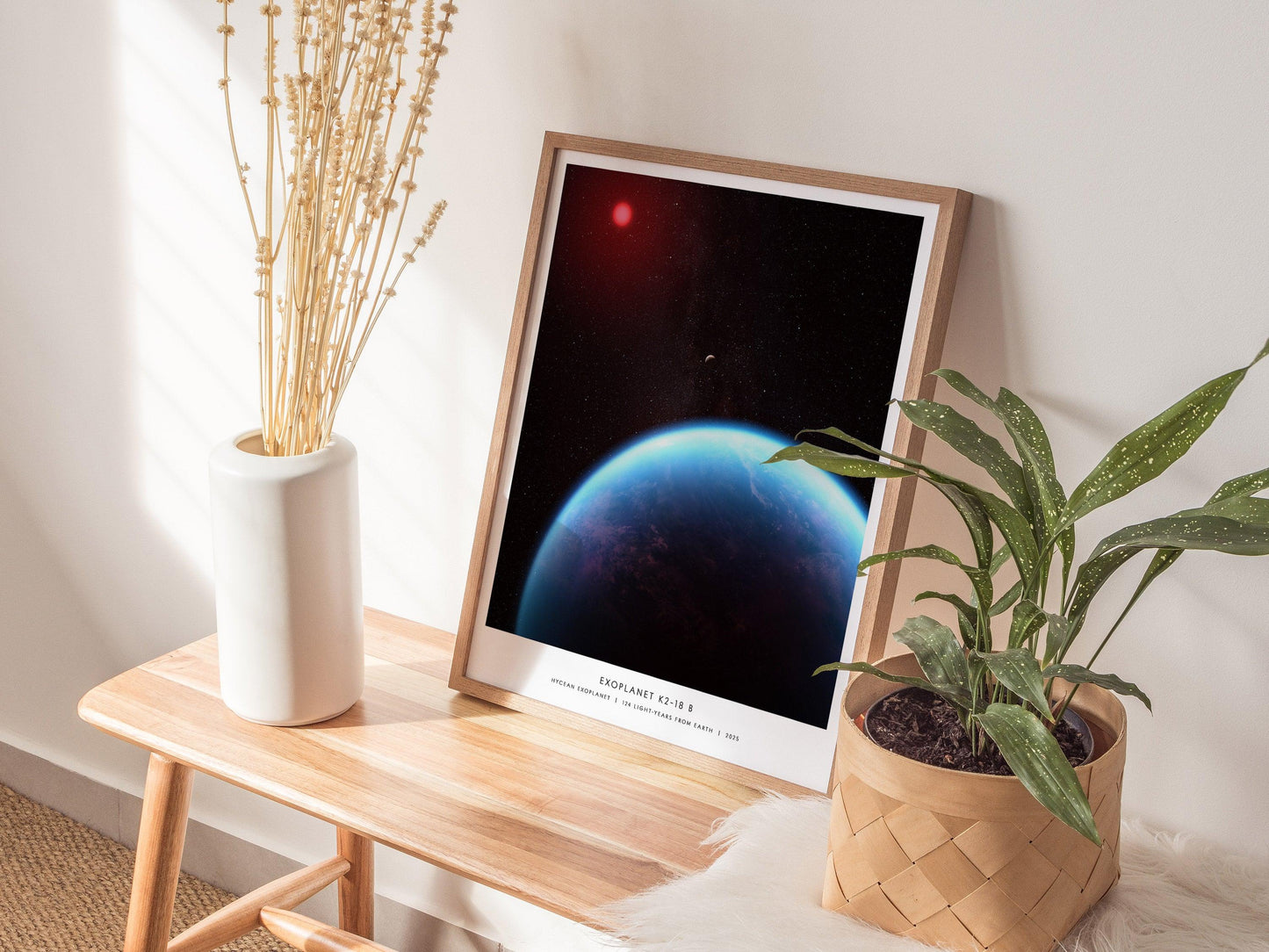 K2-18 b Exoplanet Poster – Hycean World 124 Light-Years Away, Available Framed/Unframed, Great Space Gift - Swell Scenes