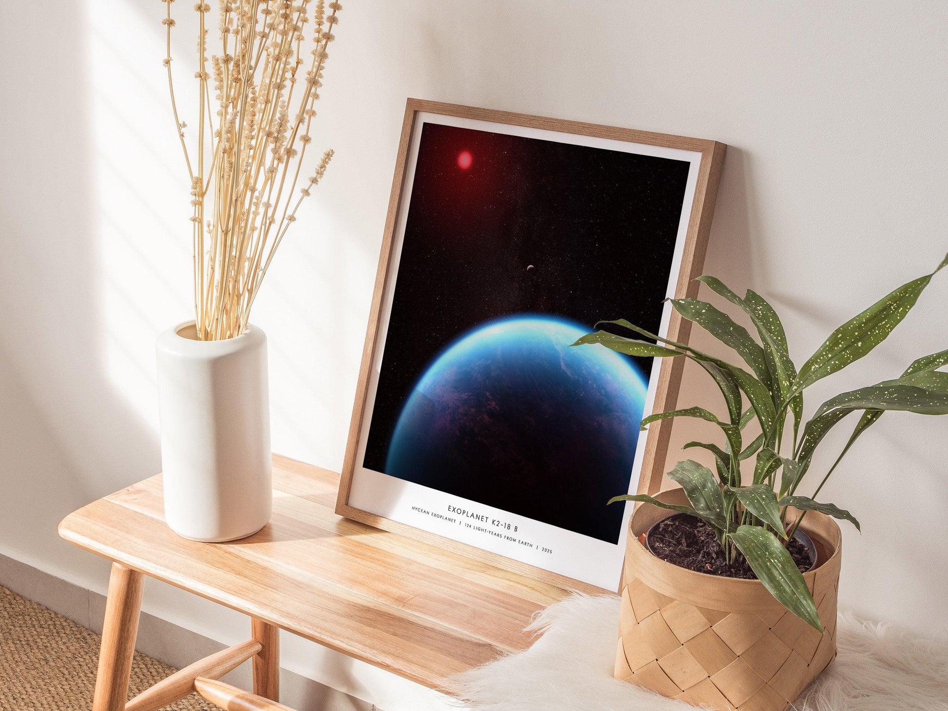 K2-18 b Exoplanet Poster – Hycean World 124 Light-Years Away, Available Framed/Unframed, Great Space Gift - Swell Scenes