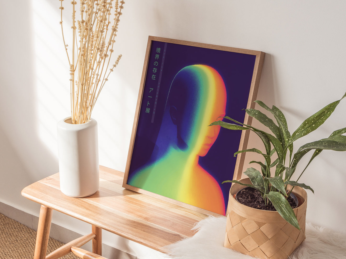 Liminal Being Poster – Abstract Japanese Art, Contemporary Neon Print, Available Framed/Unframed, Futuristic Wall Decor - Swell Scenes