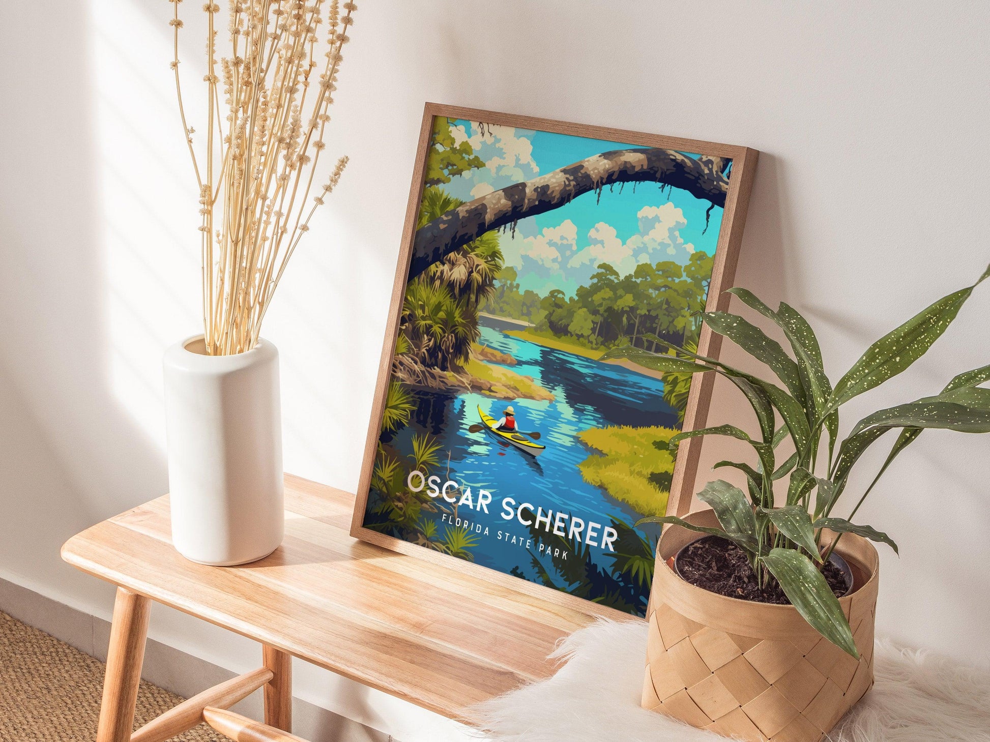 Oscar Scherer State Park Framed Poster | Florida Scrub-Jay Wildlife Nature Wall Art | Sarasota Osprey Camping Kayak Vintage Travel Print - Swell Scenes