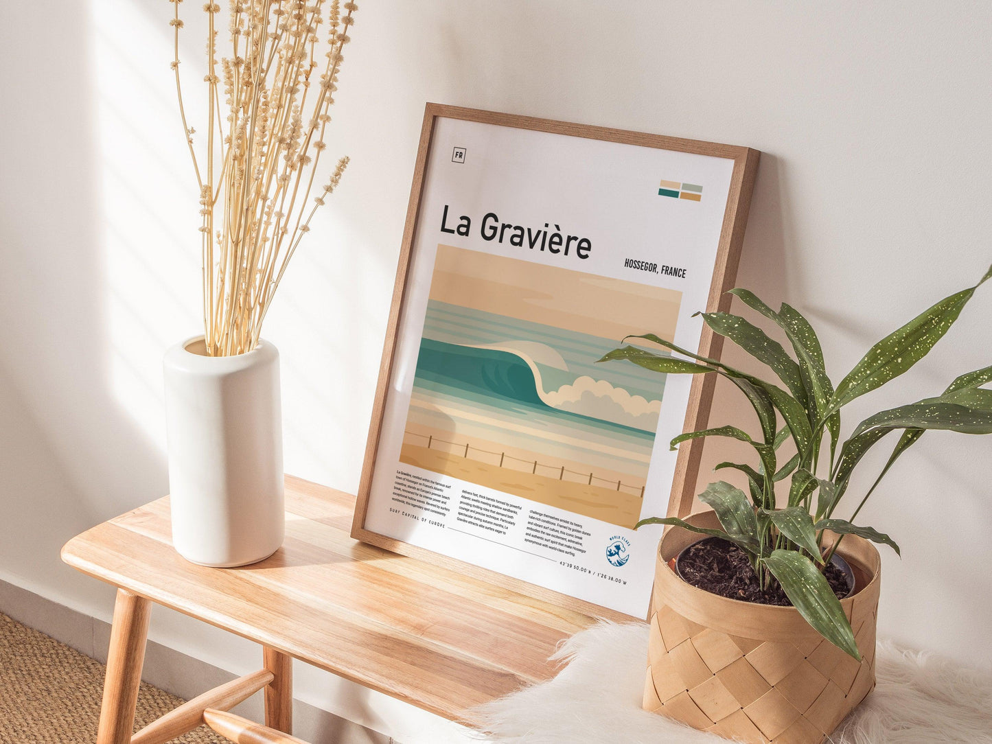 La Gravière Hossegor France Surf Spot Framed Poster | Europe Surfing Capital Modern Wall Art | Surfer Travel Print Wave Design Coastal Decor - Swell Scenes