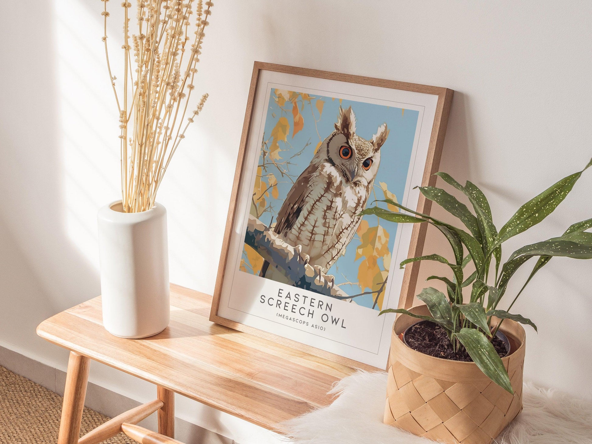 Eastern Screech Owl Framed Poster | Nature Bird Lover Nature Modern Wall Art | Bird Of Prey Audubon Print Cabin Decor - Swell Scenes