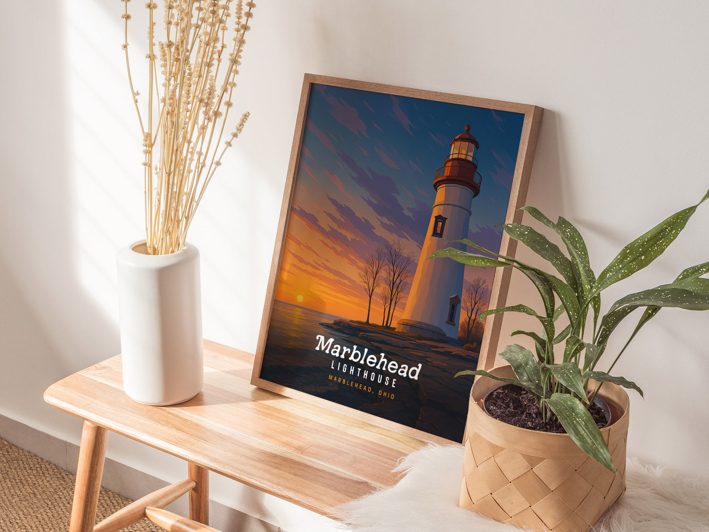Marblehead Lighthouse, Ohio Poster – Lake Erie Sunset Art, Framed or Unframed, Nautical Wall Decor, Great Midwest Gift, Airbnb Home Decor - Swell Scenes