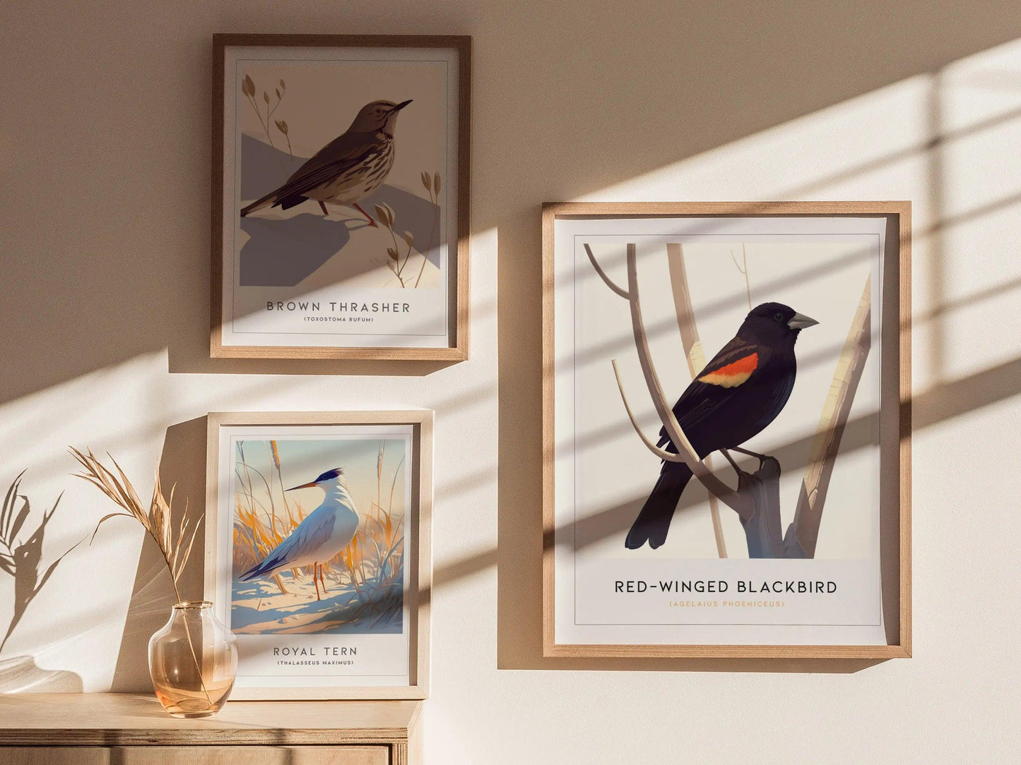 Red-Winged Blackbird Poster | Minimalist Bird Art Print | Perfect for Nature Lovers & Modern Home Decor - Swell Scenes