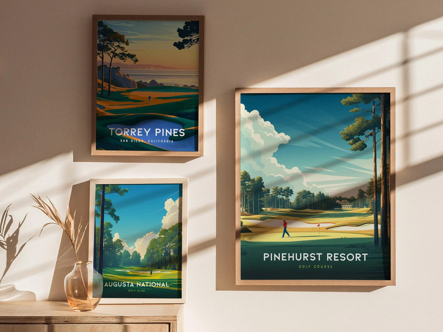 Pinehurst Resort Golf Course Framed Wall Art | North Carolina Golfer Gift Travel Poster | PGA Tour Golfing Home Decor | Father's Day Artwork Gift - Swell Scenes
