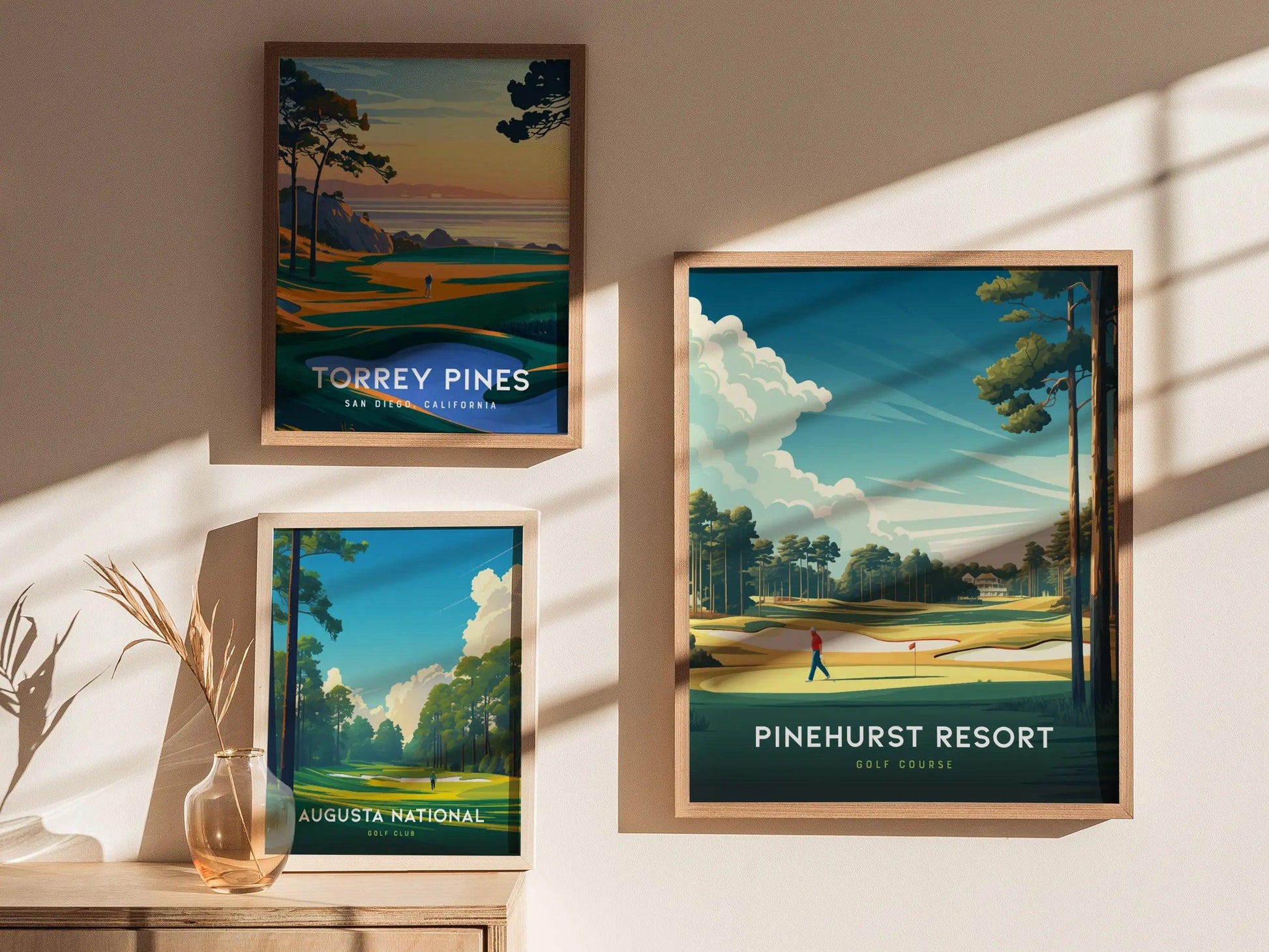 Pinehurst Resort Golf Course Framed Wall Art | North Carolina Golfer Gift Travel Poster | PGA Tour Golfing Home Decor | Father's Day Artwork Gift - Swell Scenes
