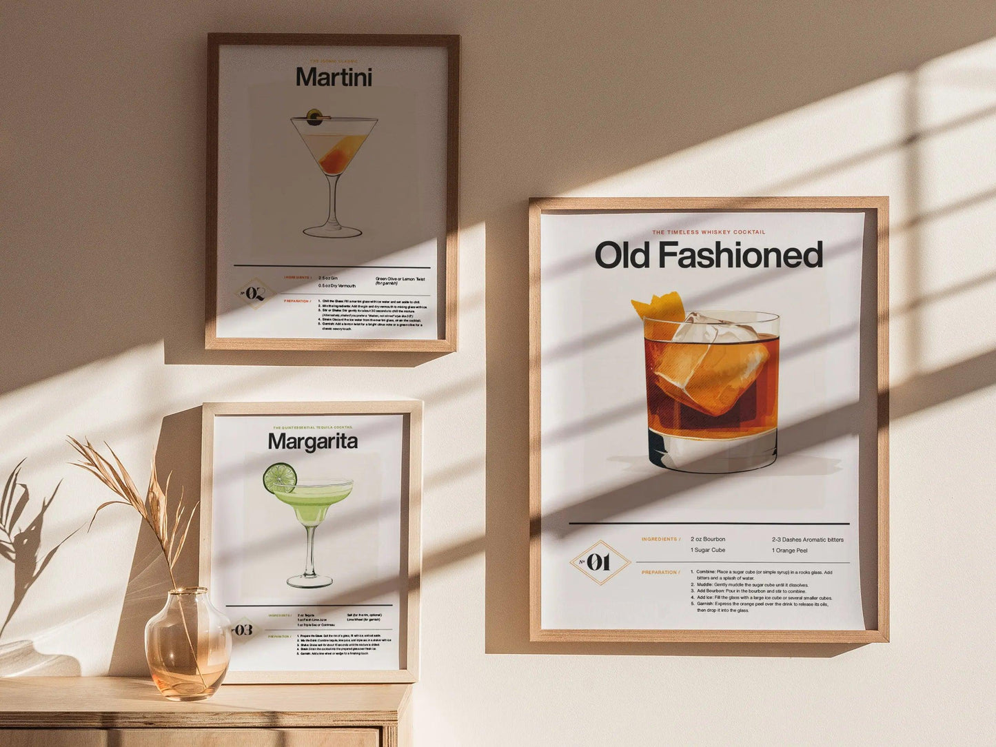 Old Fashioned Cocktail Framed Poster | Timeless Whiskey Drink Minimalist Design | Kentucky Bourbon Drinker Gift | Kitchen Bar Home Decor - Swell Scenes