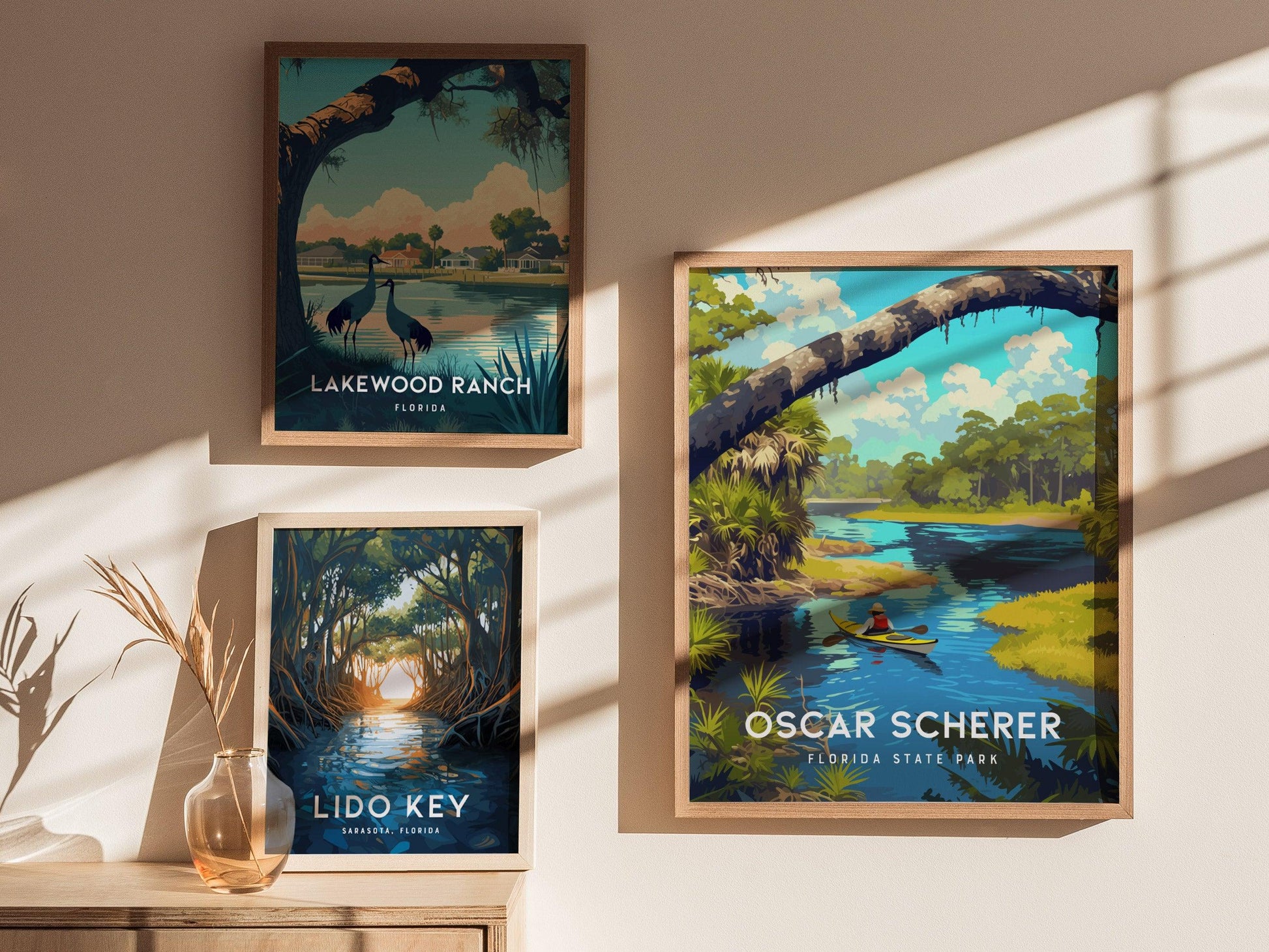 Oscar Scherer State Park Framed Poster | Florida Scrub-Jay Wildlife Nature Wall Art | Sarasota Osprey Camping Kayak Vintage Travel Print - Swell Scenes