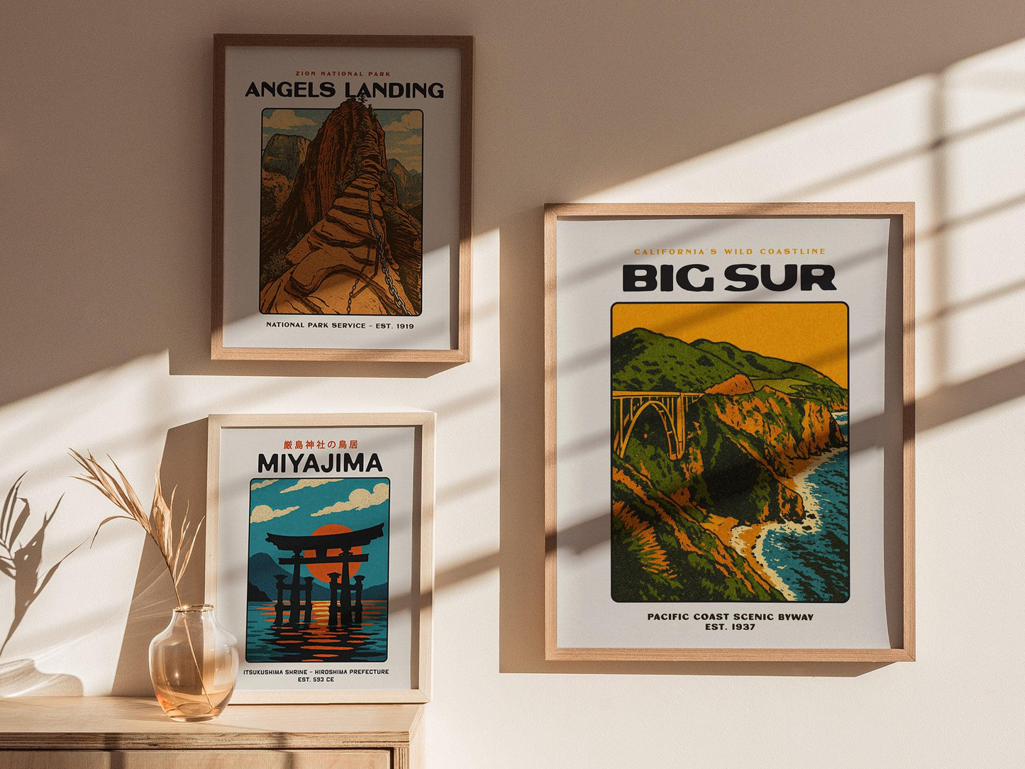 Big Sur Vintage Poster – California Coast Wall Art, Bixby Bridge Print, Retro Travel Poster, Coastal Home Decor, Framed or Unframed - Swell Scenes