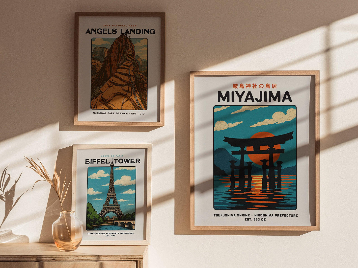 Miyajima Torii Gate Poster – Vintage Japan Travel Wall Art, Itsukushima Shrine Print, Japanese Culture Decor, Framed Coastal Home Wall Decor - Swell Scenes