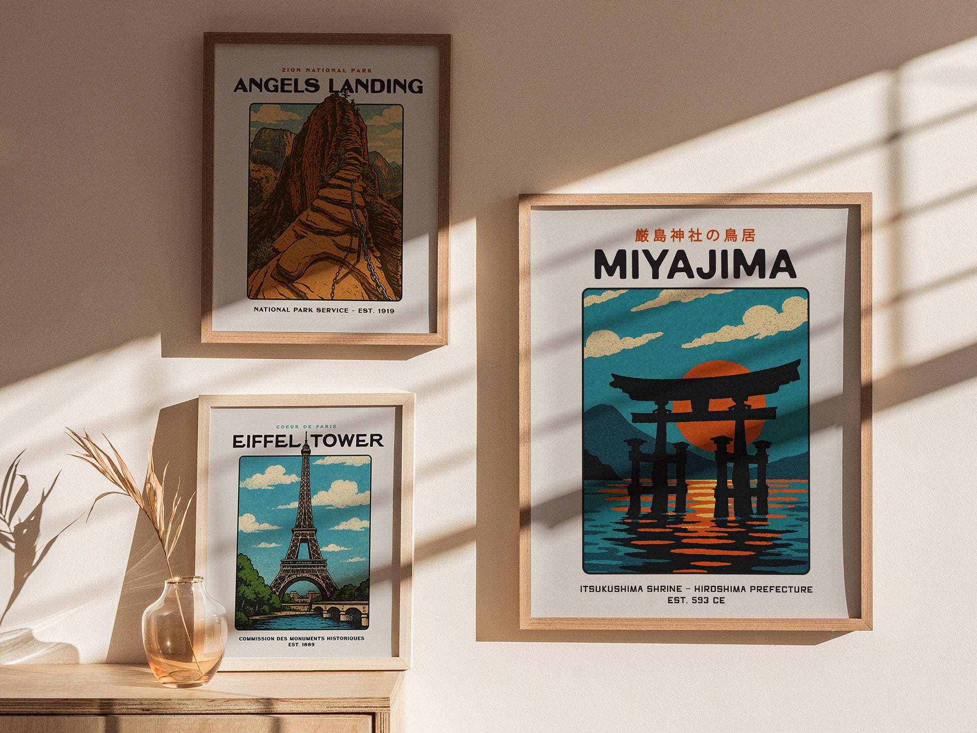 Miyajima Torii Gate Poster – Vintage Japan Travel Wall Art, Itsukushima Shrine Print, Japanese Culture Decor, Framed Coastal Home Wall Decor - Swell Scenes