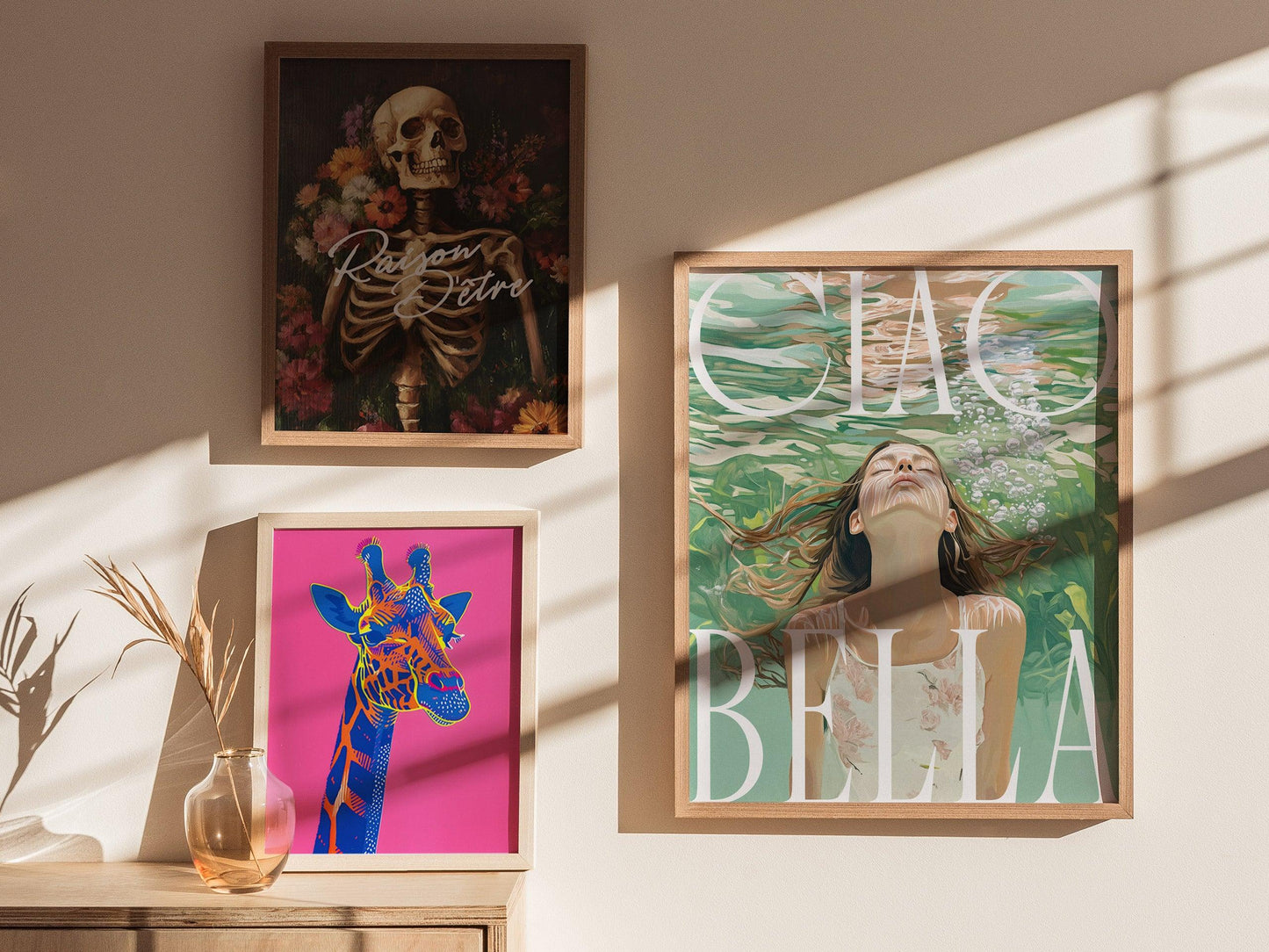 Ciao Bella Art Print – Dreamy Italian Coastal Wall Decor, Mediterranean Aesthetic, Elegant Feminine Poster, Available Framed/Unframed - Swell Scenes
