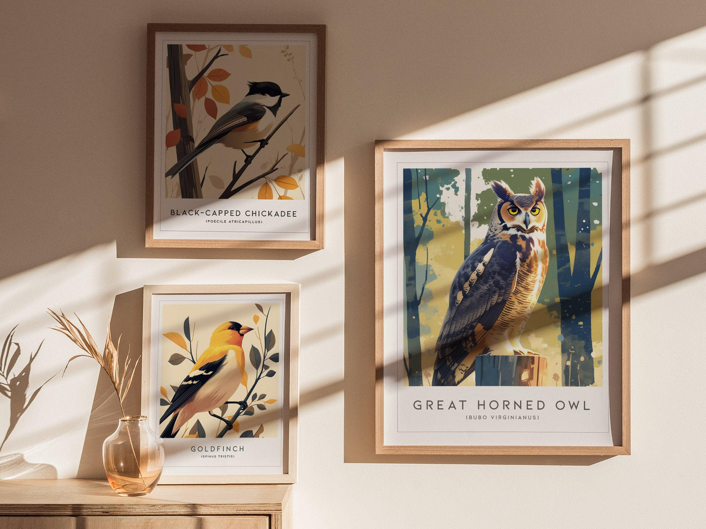 Great Horned Owl Moon Framed Poster | Hoot Owl Bird Lover Nature Modern Wall Art | Bird Of Prey Audubon Print Decor - Swell Scenes