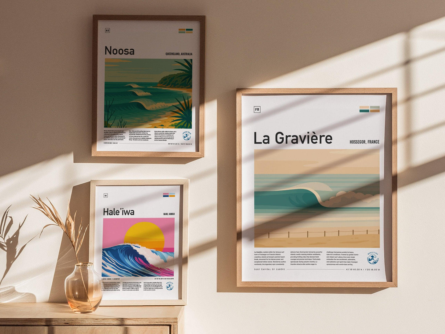 La Gravière Hossegor France Surf Spot Framed Poster | Europe Surfing Capital Modern Wall Art | Surfer Travel Print Wave Design Coastal Decor - Swell Scenes