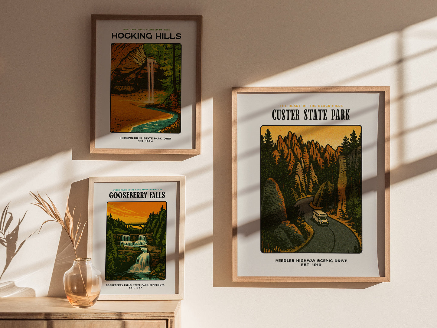 Custer State Park Vintage Poster – Needles Highway, South Dakota Print, Scenic Drive Art, Framed or Unframed, Great Gift for Travelers - Swell Scenes