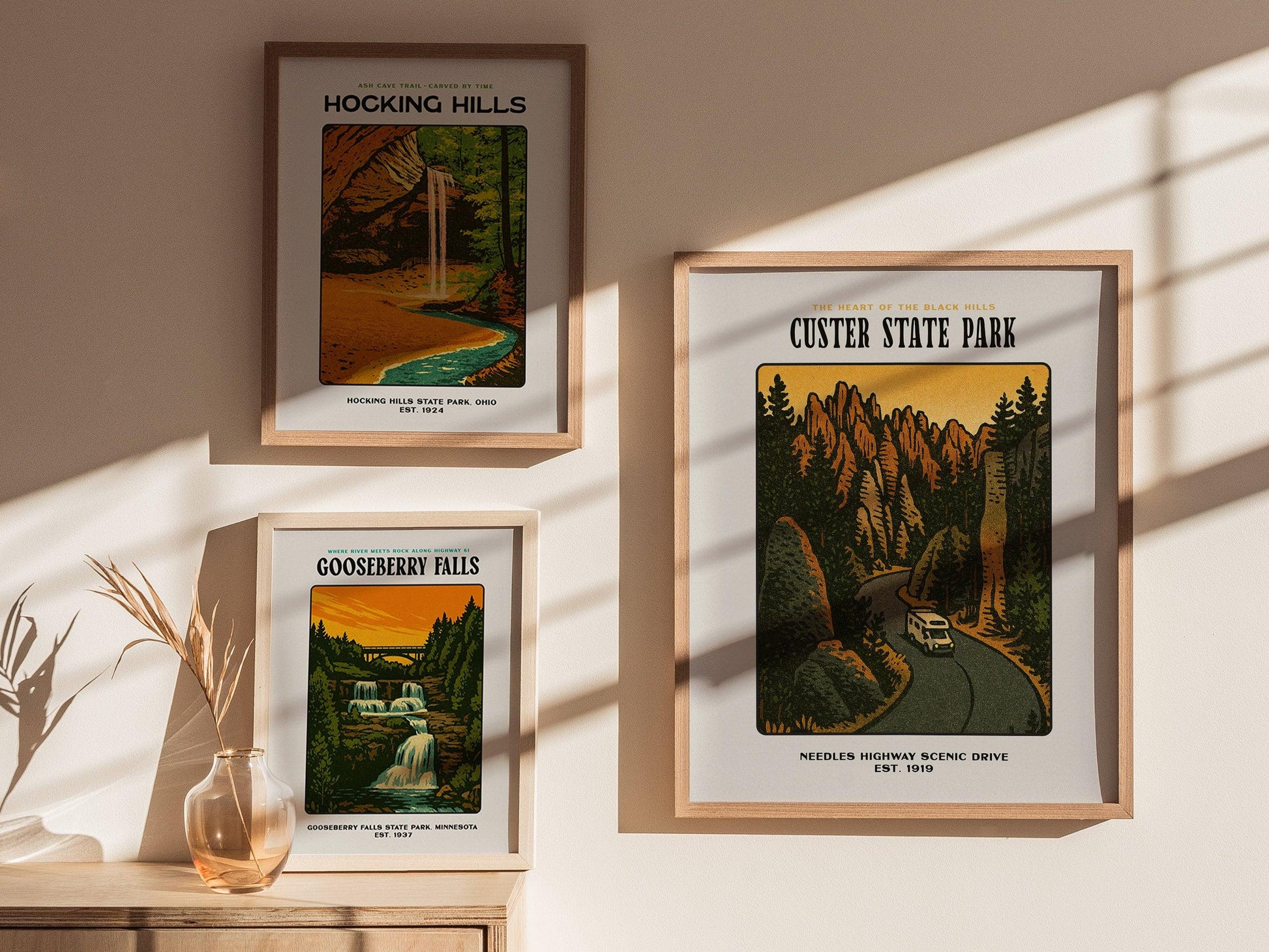 Custer State Park Vintage Poster – Needles Highway, South Dakota Print, Scenic Drive Art, Framed or Unframed, Great Gift for Travelers - Swell Scenes