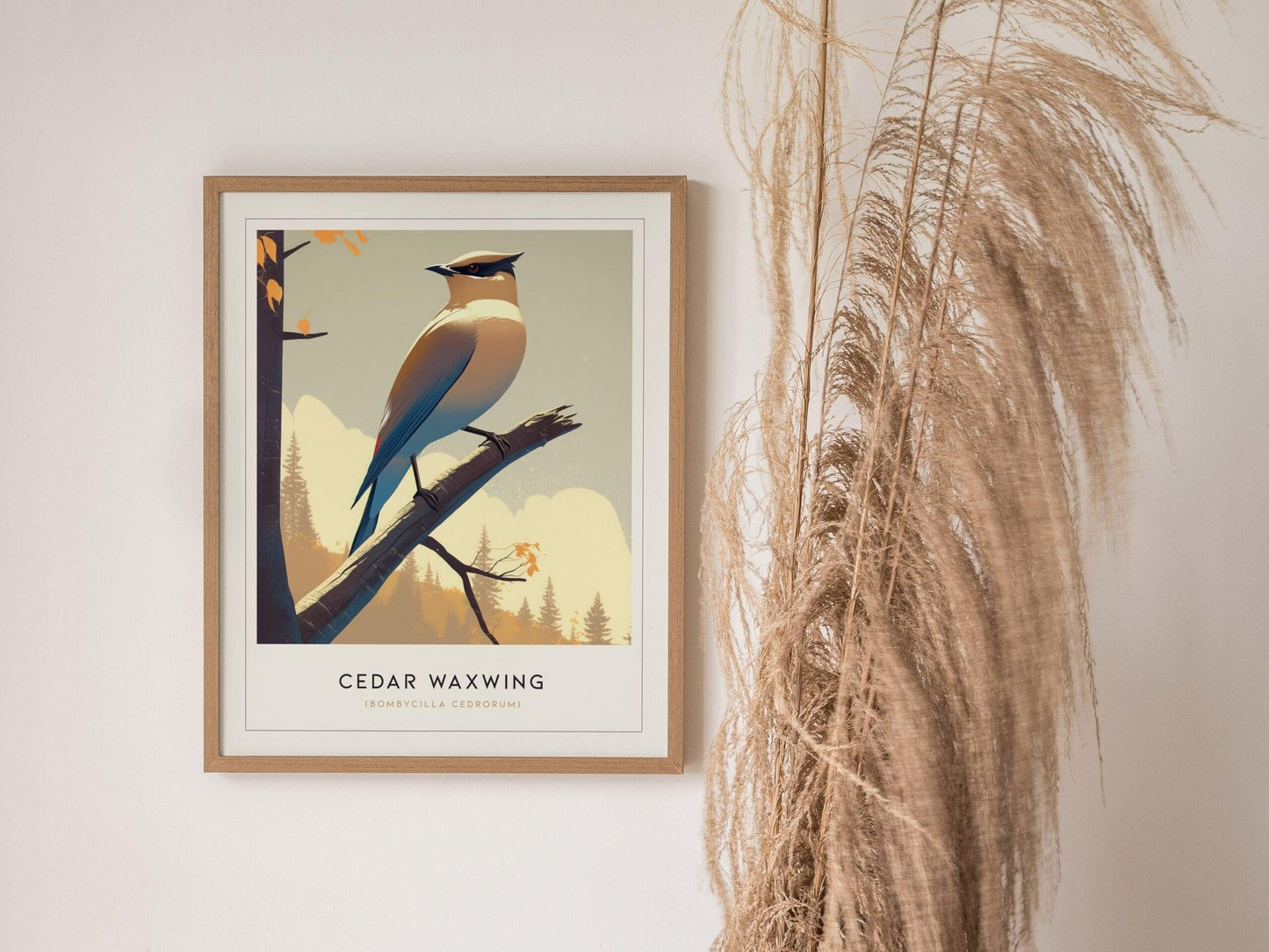 Cedar Waxwing Framed Poster | Nature Bird Lover Modern Wall Art | Audubon Wildlife Print | Woodland Cottage Decor - Swell Scenes