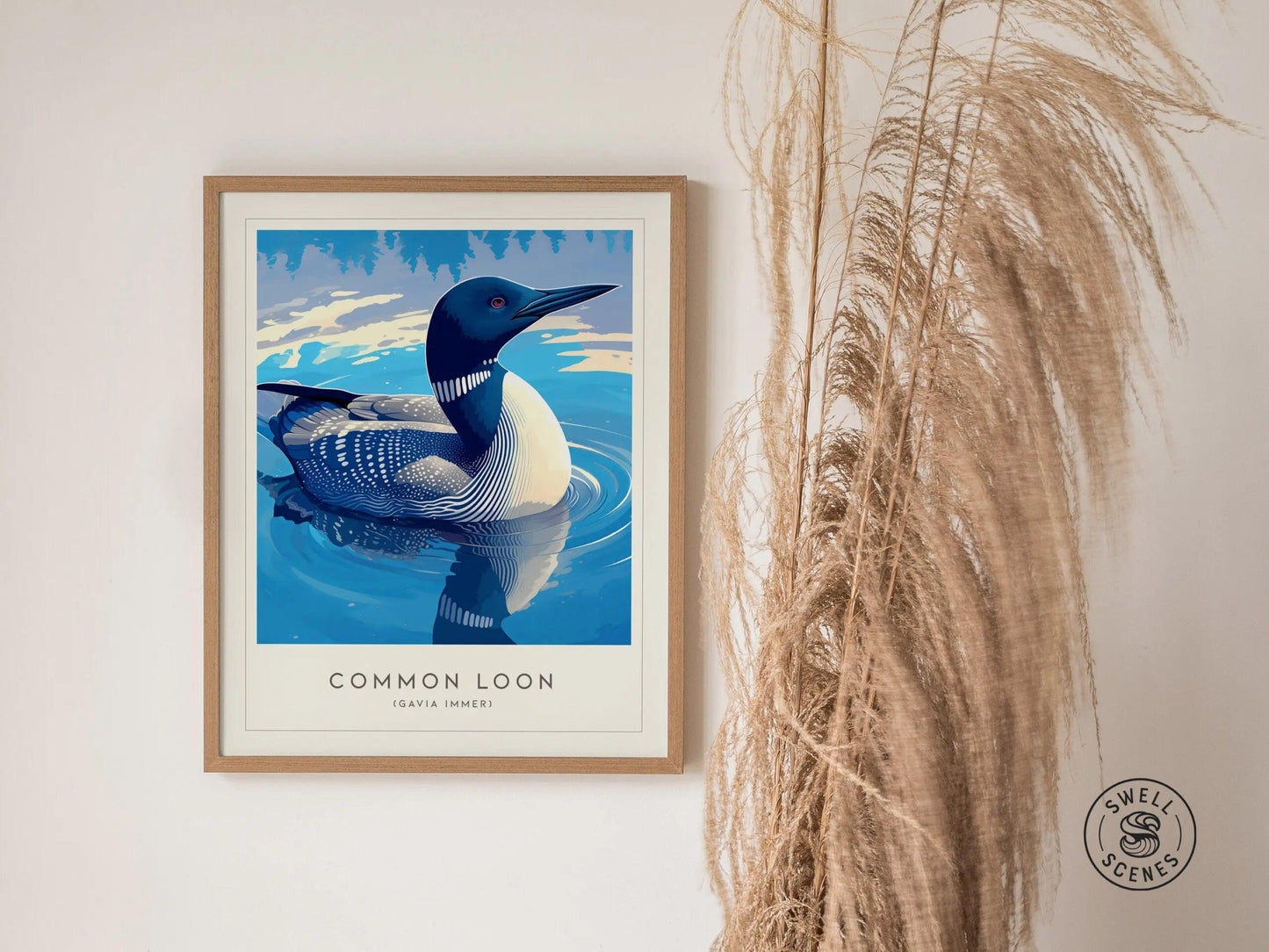 Common Loon Minnesota State Bird Framed Poster | Elegant Waterbird Wall Art Print | Birdwatcher Nature Fan Birding Home Decor Gift - Swell Scenes