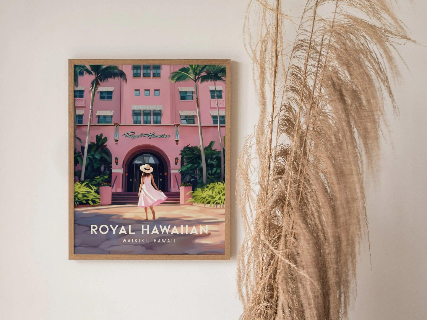 The Royal Hawaiian Hotel, Oahu Poster - Iconic Pink Palace of the Pacific, Perfect for Wedding or Anniversary Gifts, Available Framed/Unframed - Swell Scenes