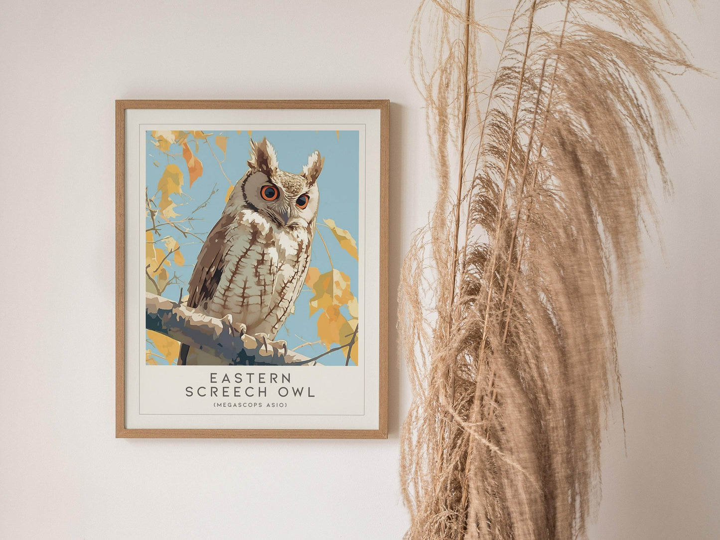 Eastern Screech Owl Framed Poster | Nature Bird Lover Nature Modern Wall Art | Bird Of Prey Audubon Print Cabin Decor - Swell Scenes