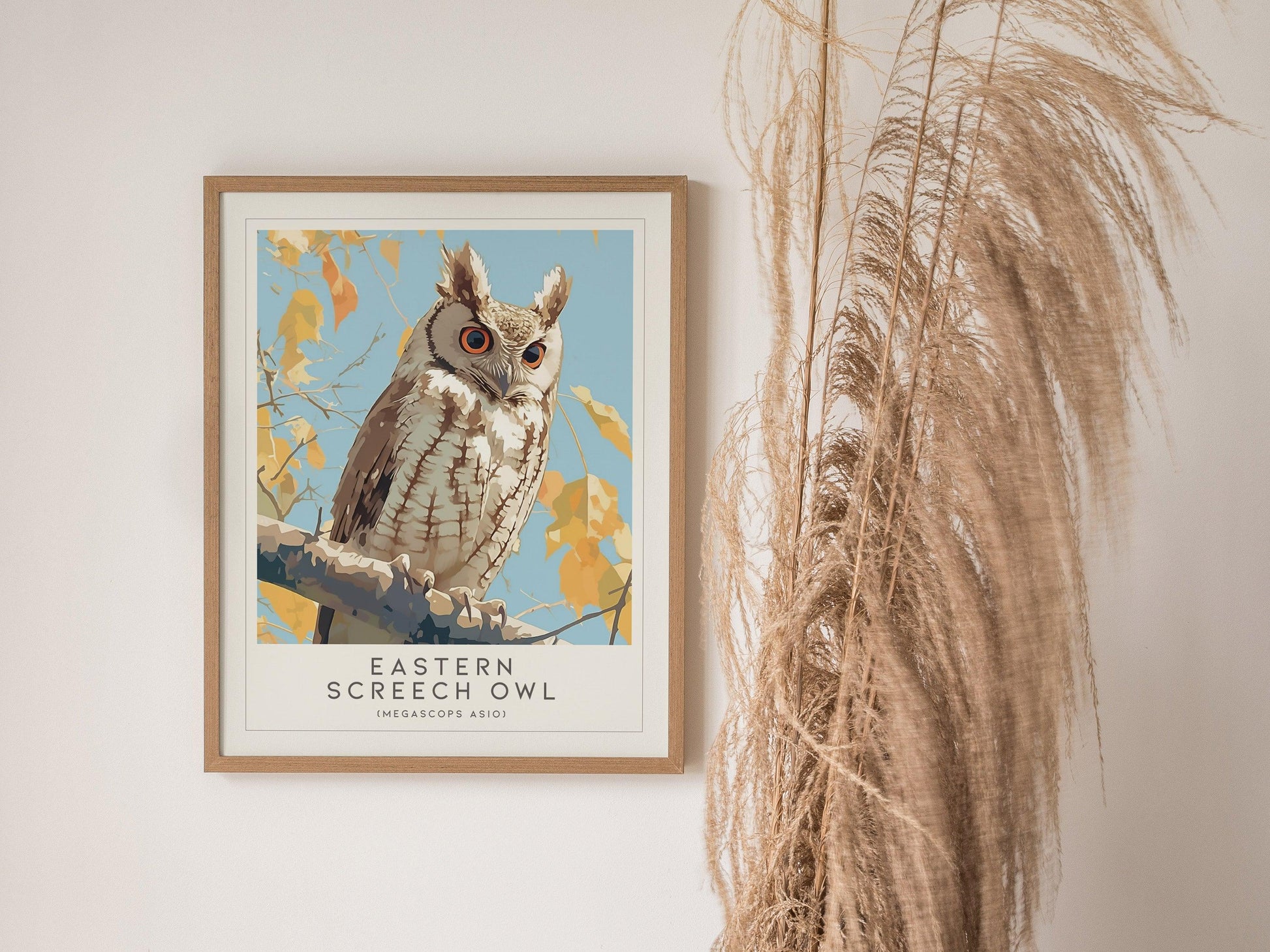 Eastern Screech Owl Framed Poster | Nature Bird Lover Nature Modern Wall Art | Bird Of Prey Audubon Print Cabin Decor - Swell Scenes