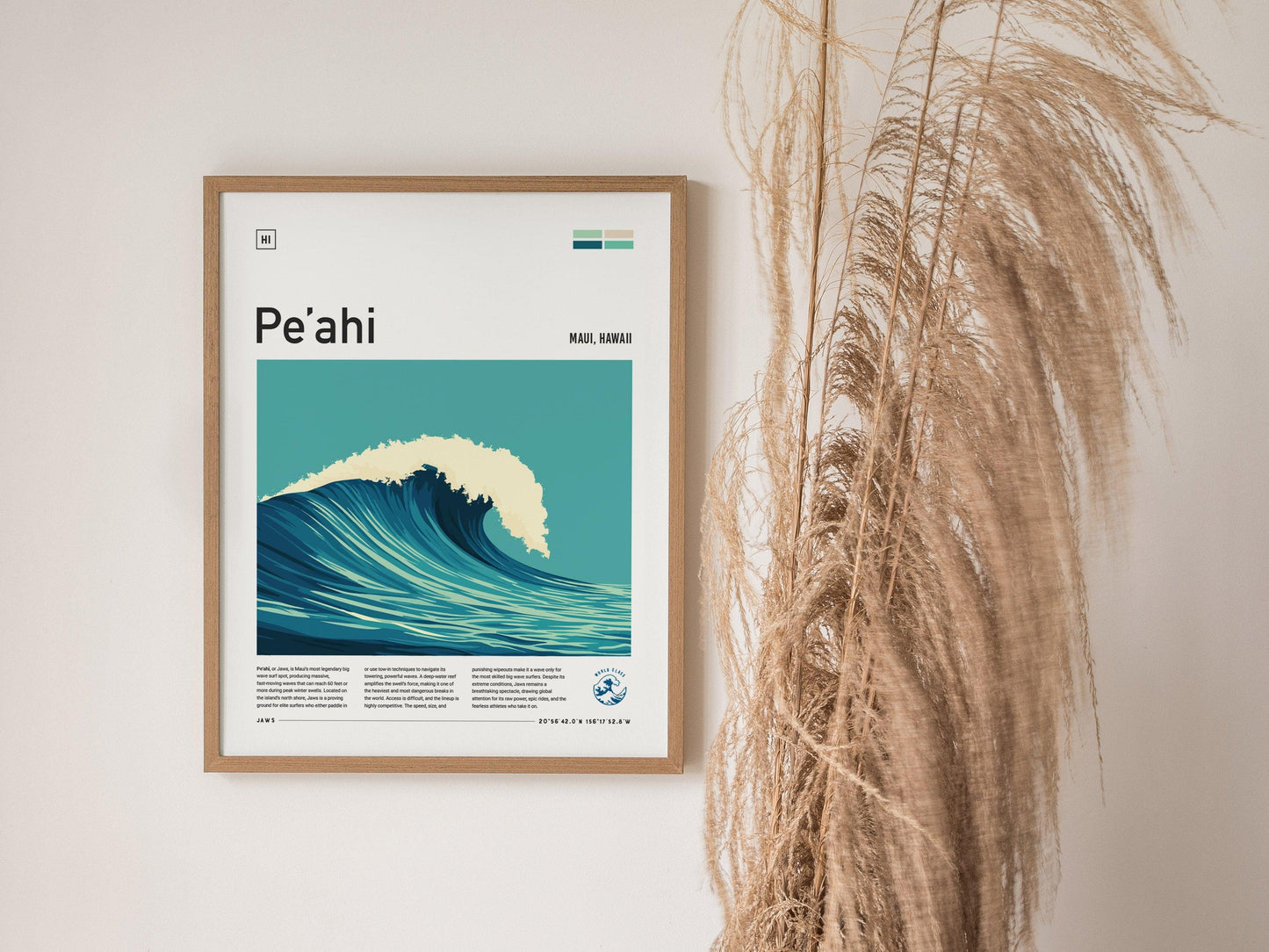 Peahi Jaws Framed Surf Spot Poster, Pe'ahi Maui Wall Art, Haiku North Shore Travel Print, Hawaii Surfer Home Decor, Big Wave Surfing Artwork - Swell Scenes