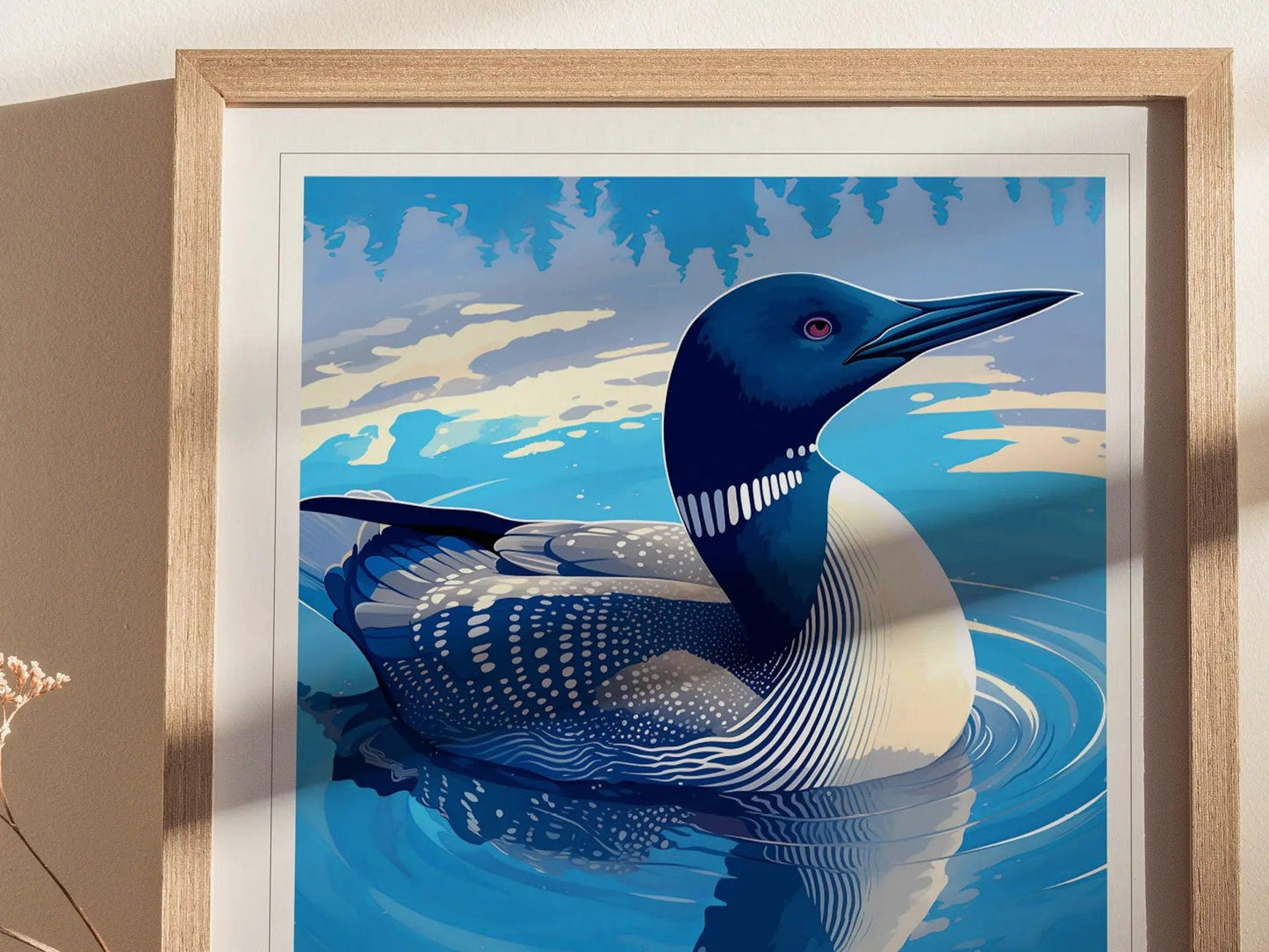 Common Loon Minnesota State Bird Framed Poster | Elegant Waterbird Wall Art Print | Birdwatcher Nature Fan Birding Home Decor Gift - Swell Scenes