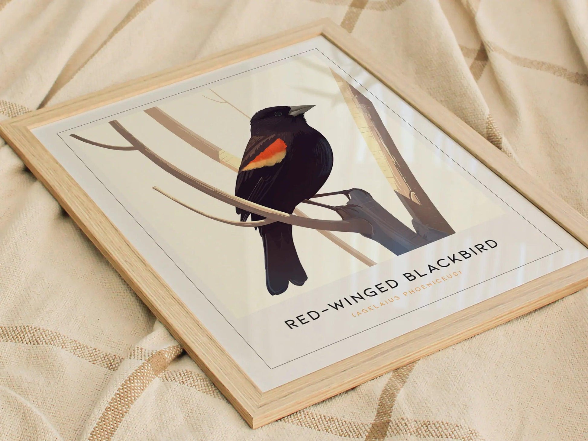Red-Winged Blackbird Poster | Minimalist Bird Art Print | Perfect for Nature Lovers & Modern Home Decor - Swell Scenes