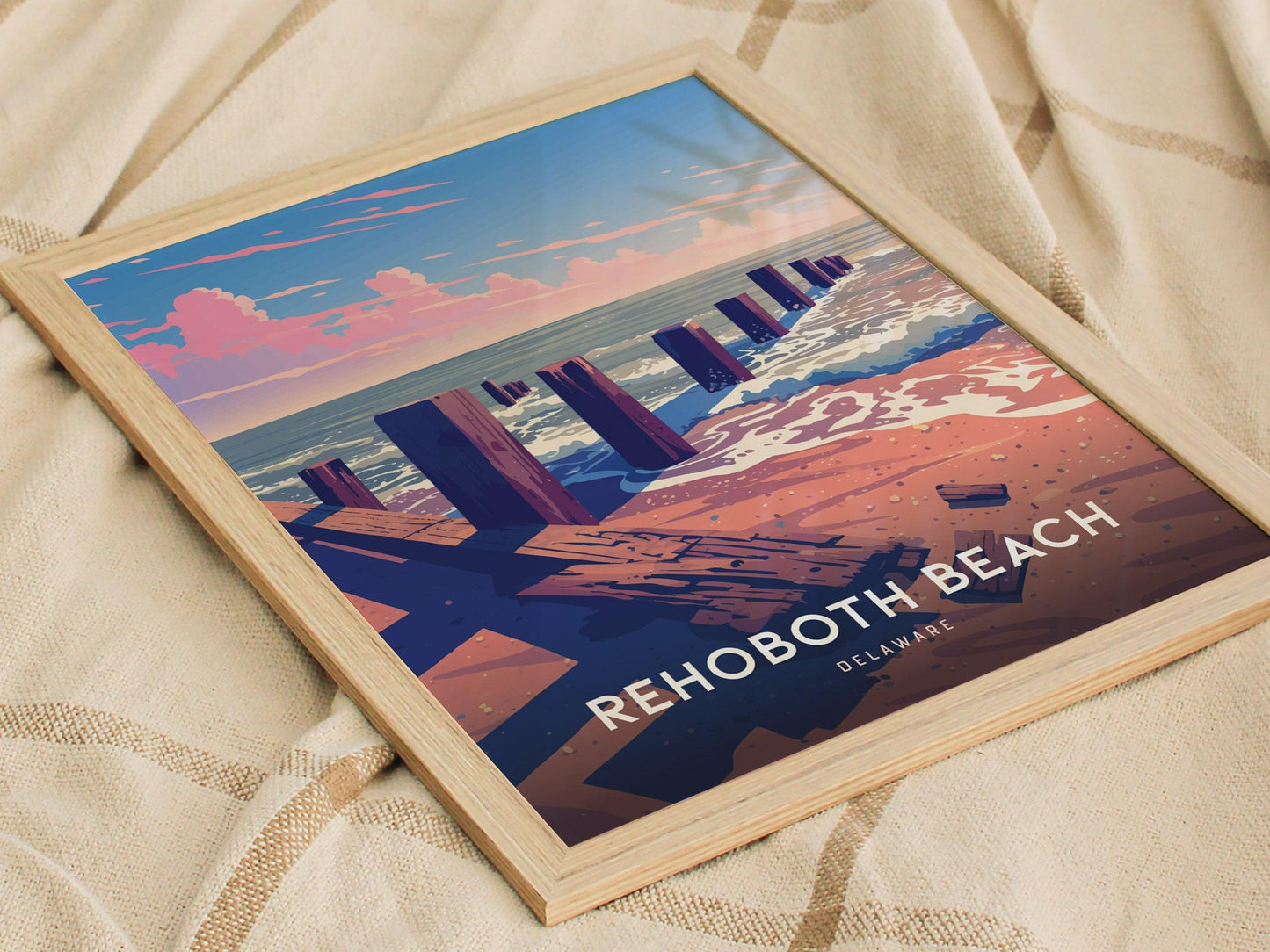 Rehoboth Beach, Delaware Poster – Coastal Boardwalk Art Print, Beach Wall Decor, Framed/Unframed, Gift for Beach Lovers & Travelers - Swell Scenes
