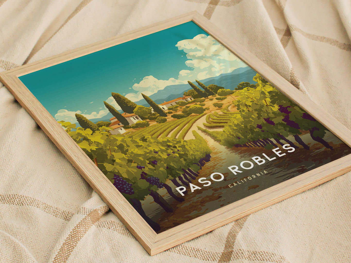 Paso Robles California Poster | Wine Country Wall Art Print
