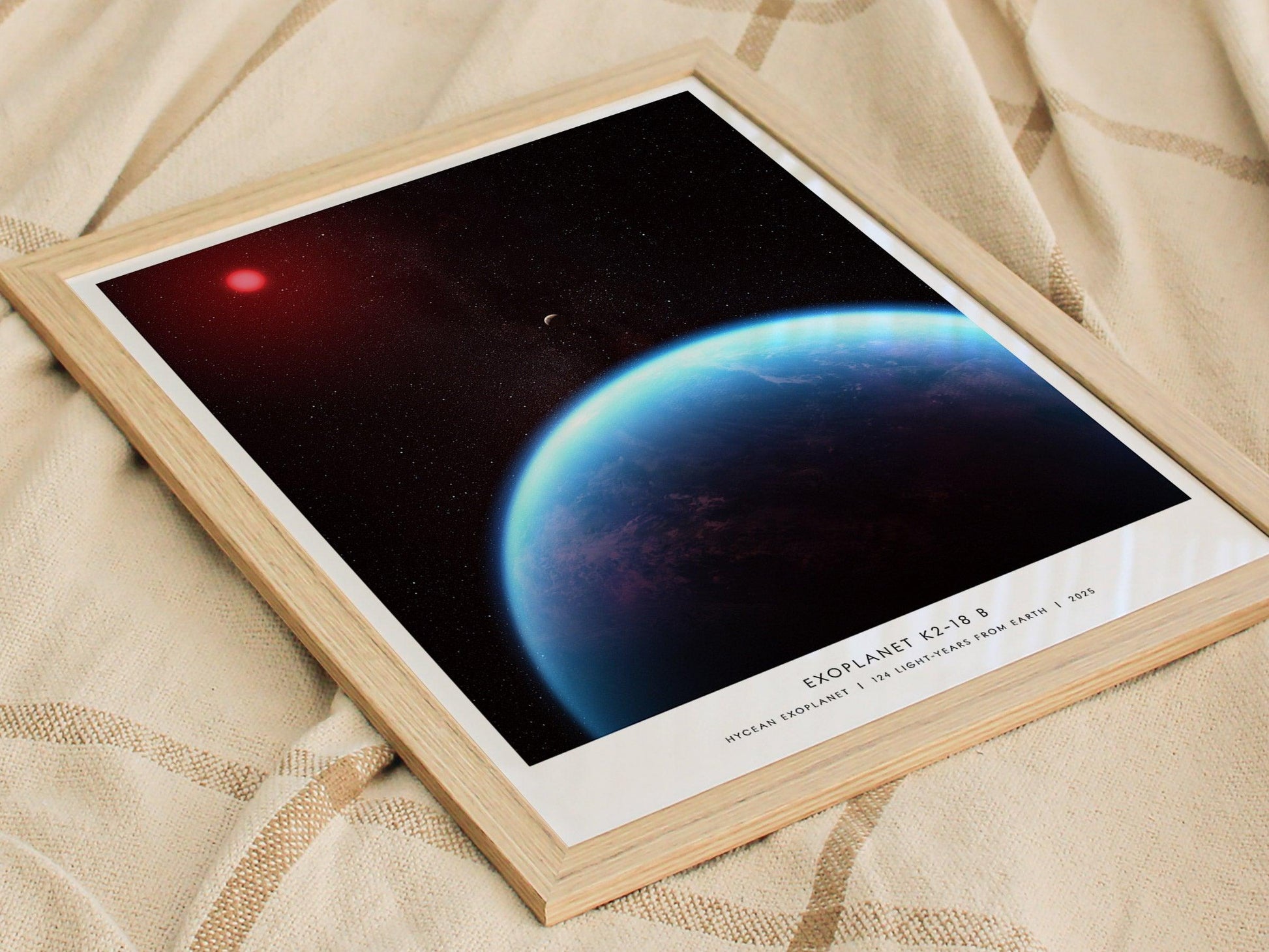 K2-18 b Exoplanet Poster – Hycean World 124 Light-Years Away, Available Framed/Unframed, Great Space Gift - Swell Scenes