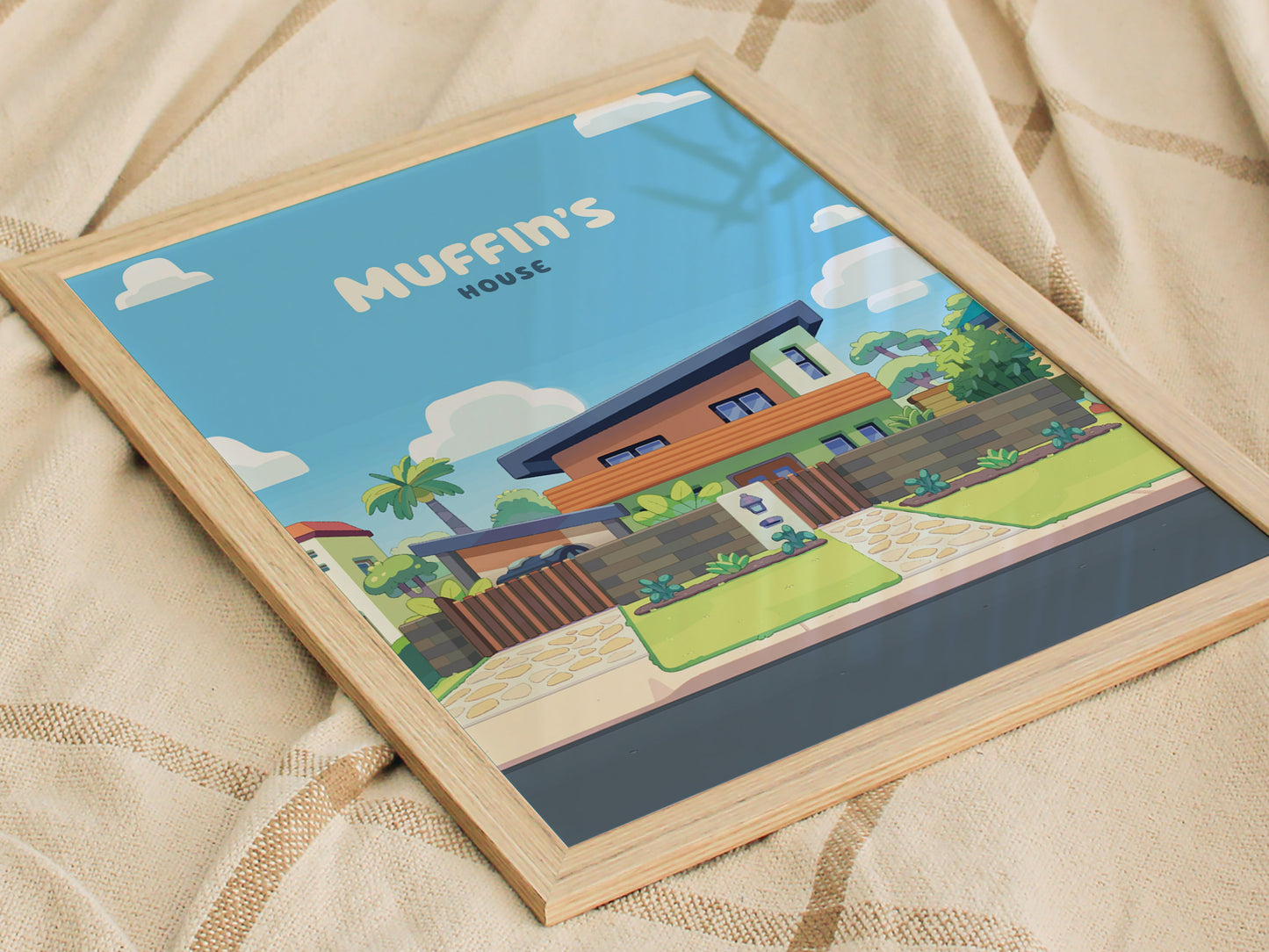 Bluey Muffin's House Poster | Kids Room Decor Wall Art | Framed or Unframed