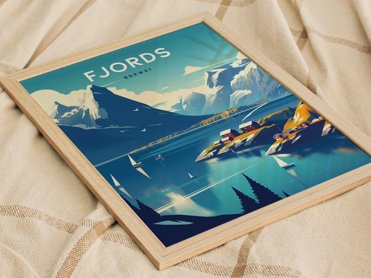 Fjords Norway Poster | Europe Travel Print Wall Art | Framed or Unframed