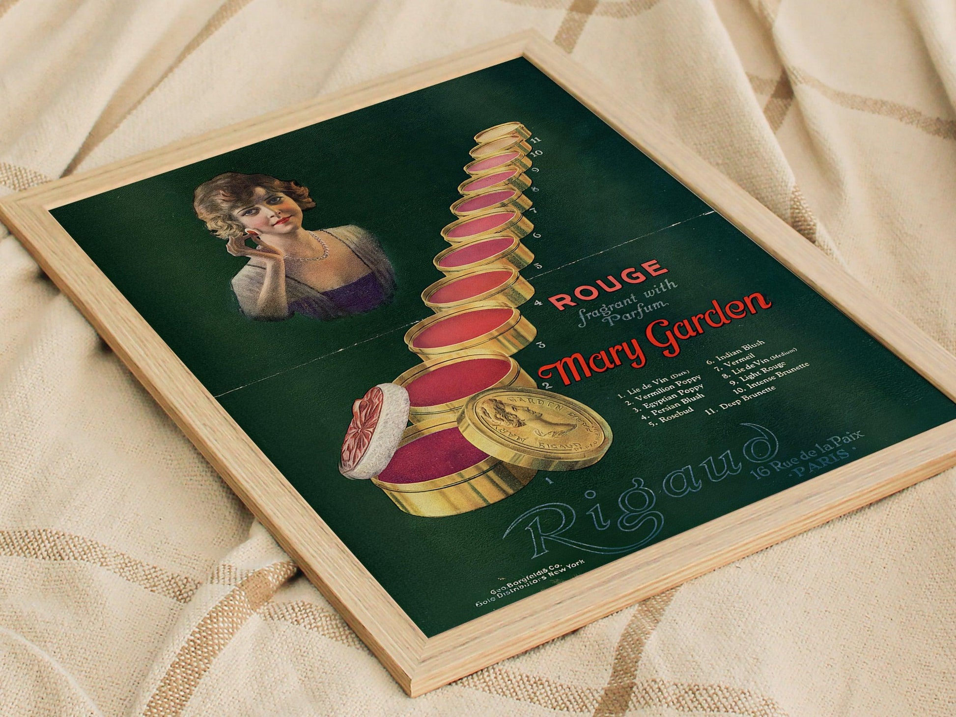 Vintage Mary Garden Rouge Ad – 1920s French Perfume & Makeup Poster, Antique Beauty Decor, Available Framed/Unframed, Retro Cosmetics Art - Swell Scenes
