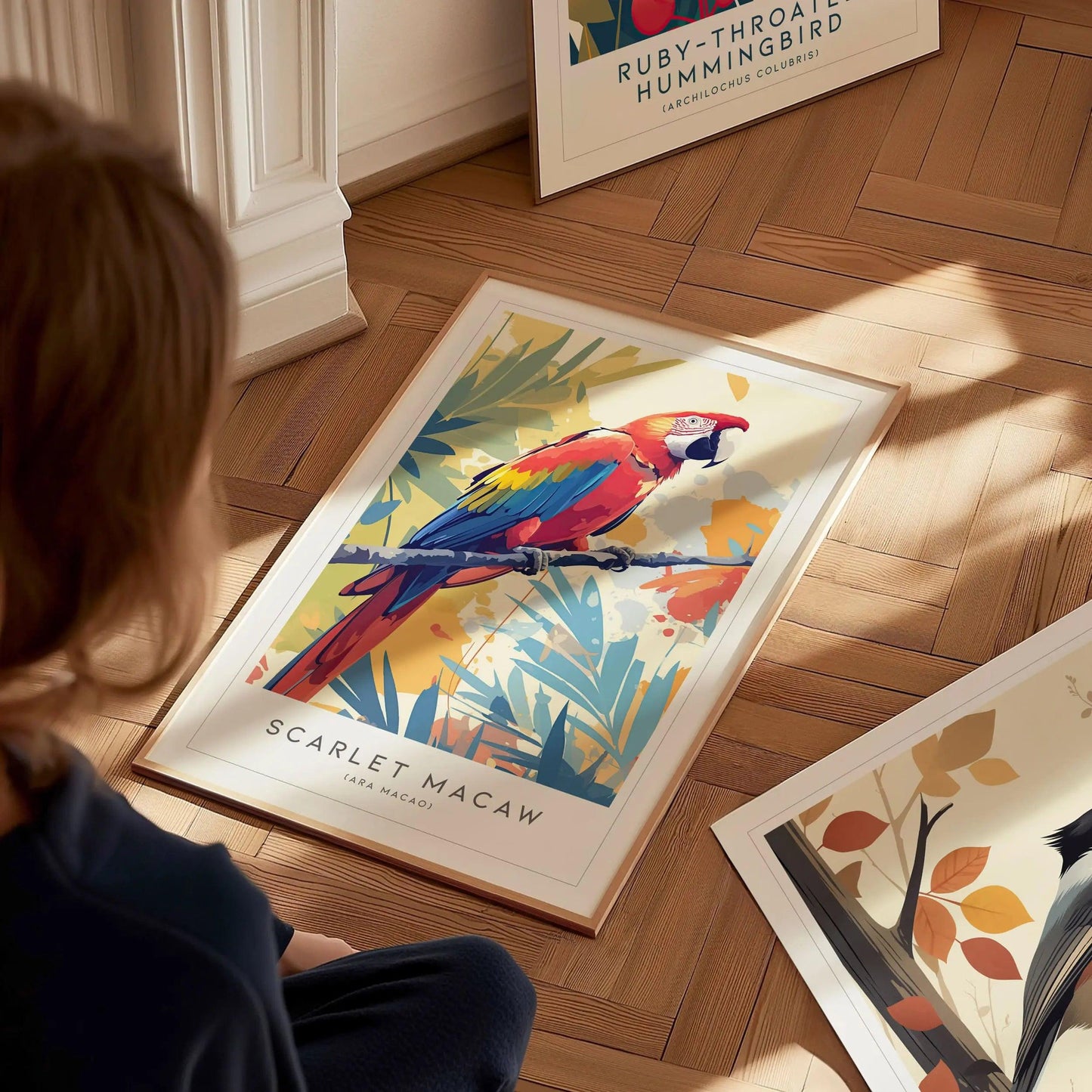 Scarlet Macaw Framed Poster | Parrot Bird Lover Modern Wall Art | Audubon Tropical Nature Print - Swell Scenes