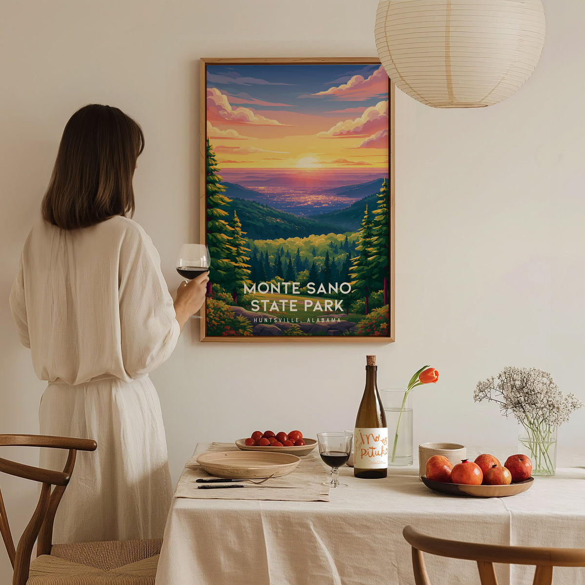 Monte Sano State Park, Huntsville, Alabama Poster | Mountain Forest Trail Destination Print Wall Art — styled in a modern int
