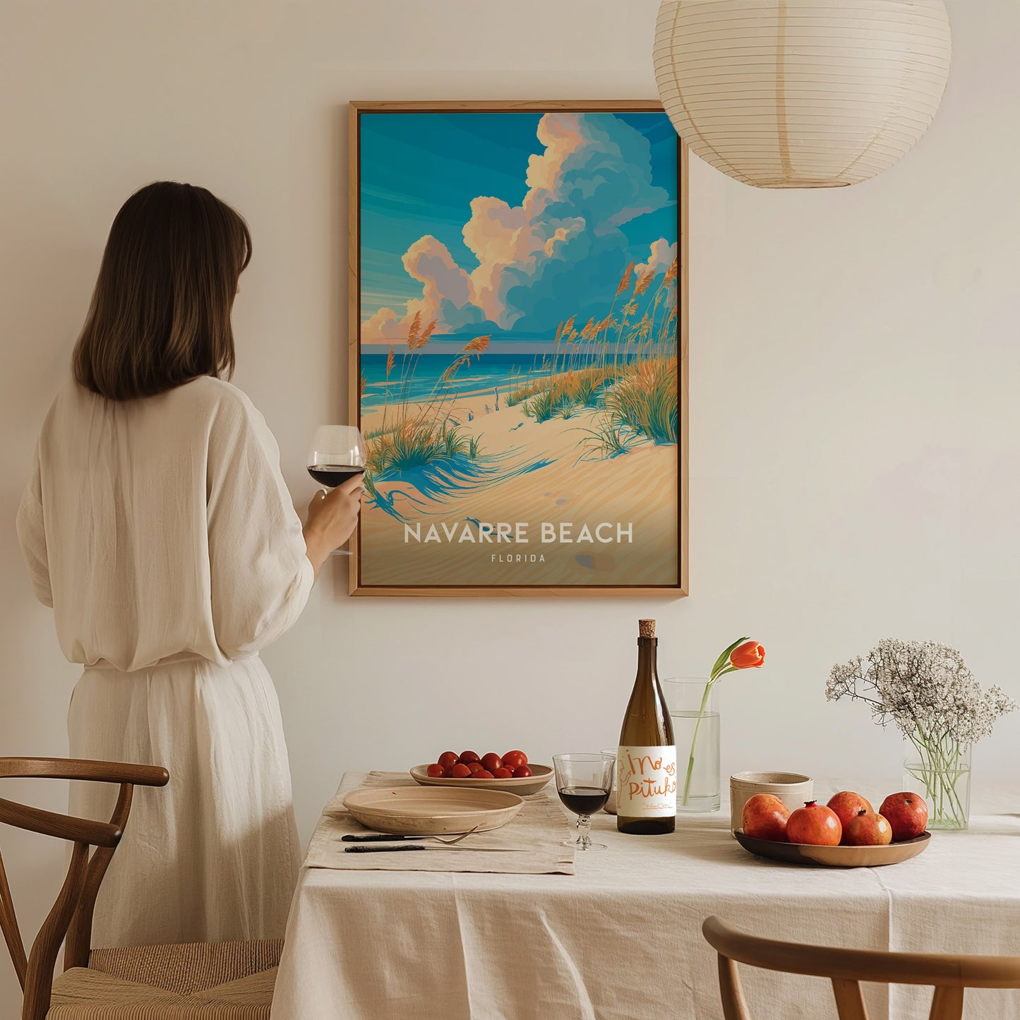 Navarre Beach, Florida Poster | Sugar-White Shores & Emerald Waters Wall Art — styled in a modern interior