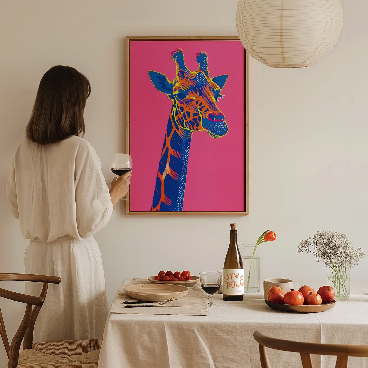 Neon Giraffe Pop Art Poster | Retro 80s Safari Wall Art Print