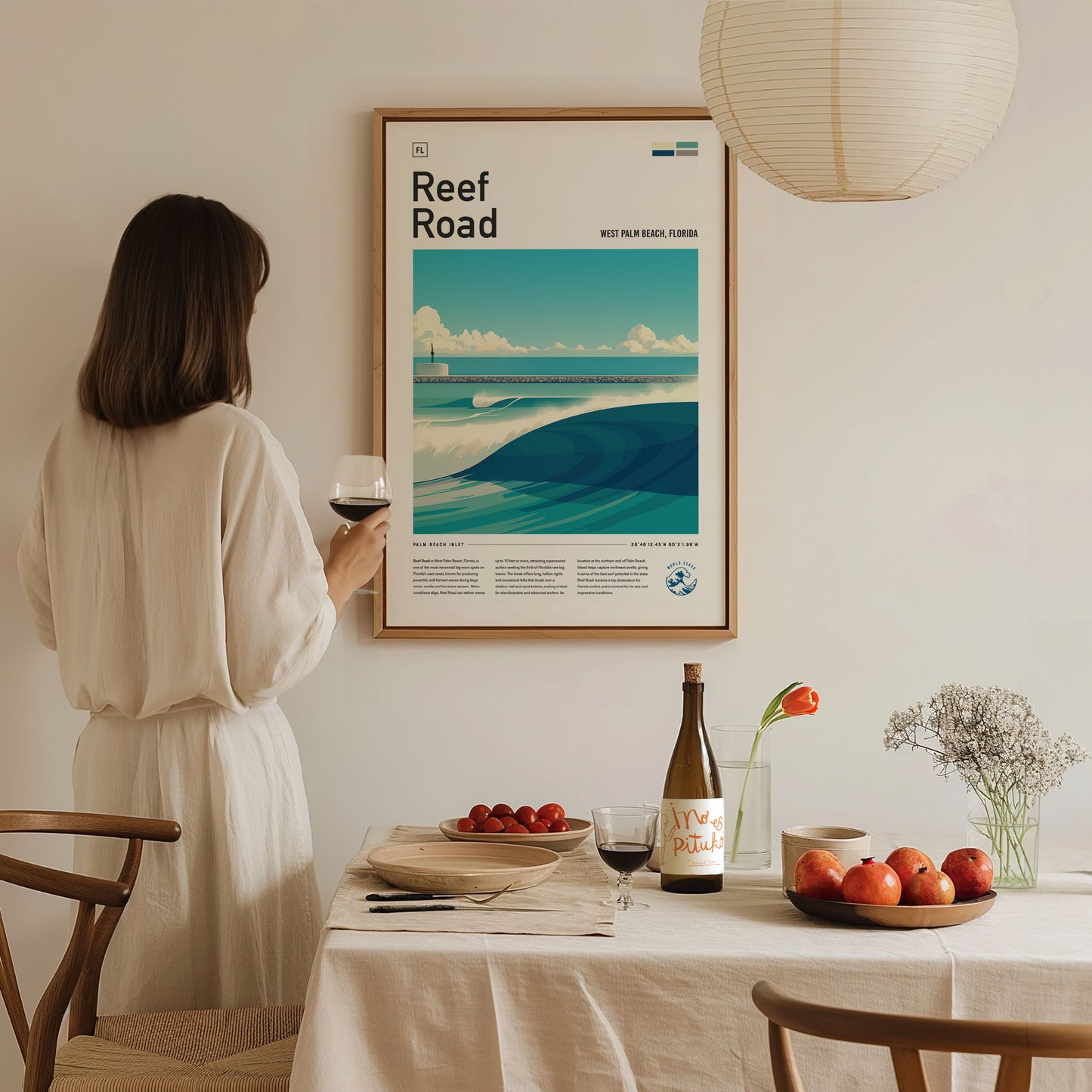 Reef Road Wave Poster | Florida Surf Spot Art | Minimalist Ocean Gift