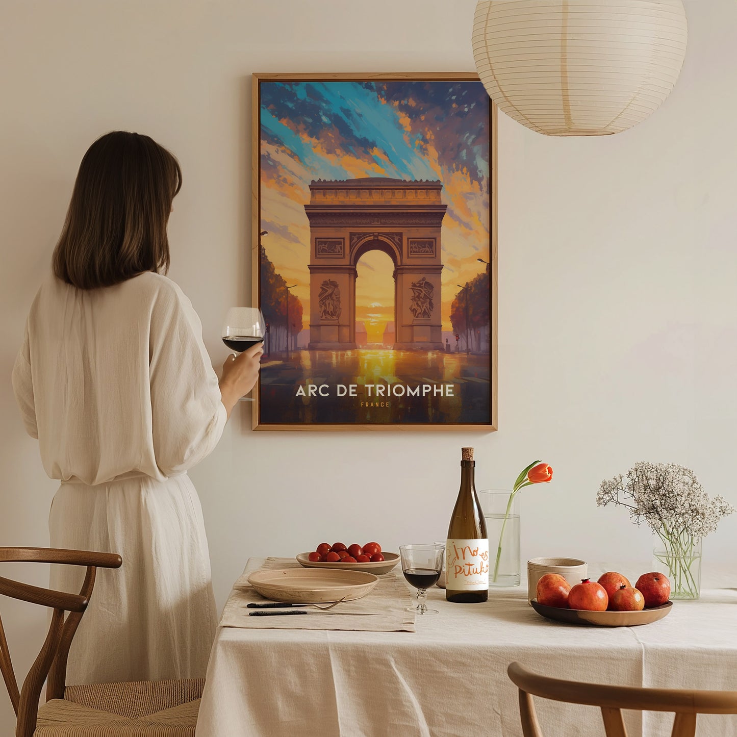 Arc de Triomphe Poster | Paris France Landmark Travel Print Wall Art | Framed of Unframed