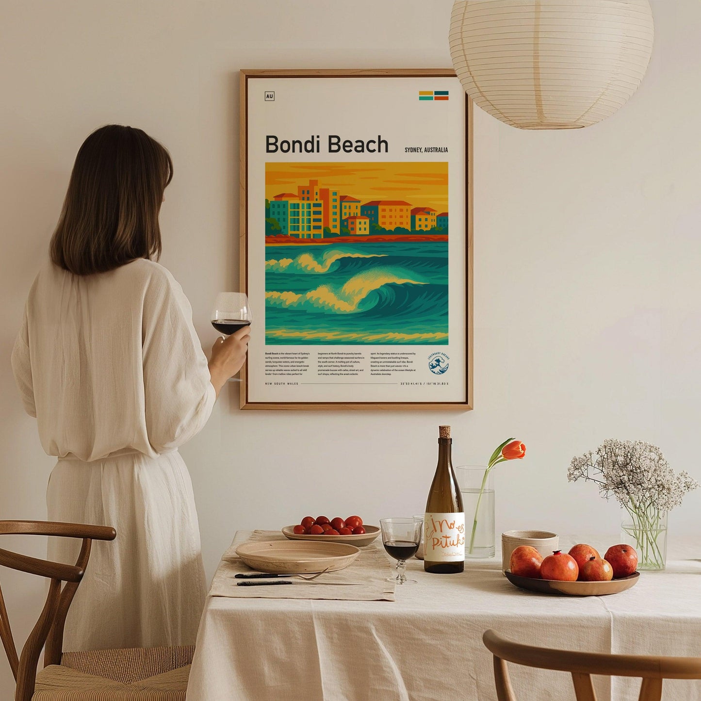 Bondi Beach Surf Spot Framed Poster Sydney Australia Wave Modern Wall Art Aussie Surfer Travel Print Minimalist Design Surfing Decor - Swell Scenes