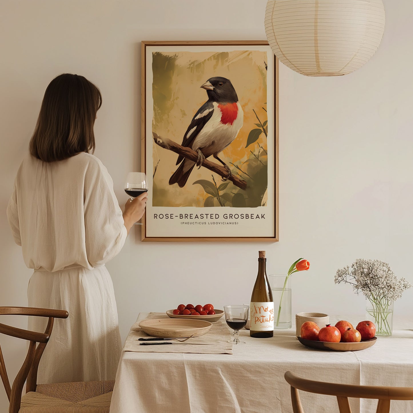 Rose-breasted Grosbeak Art | Songbird Poster Gift for Birdwatchers