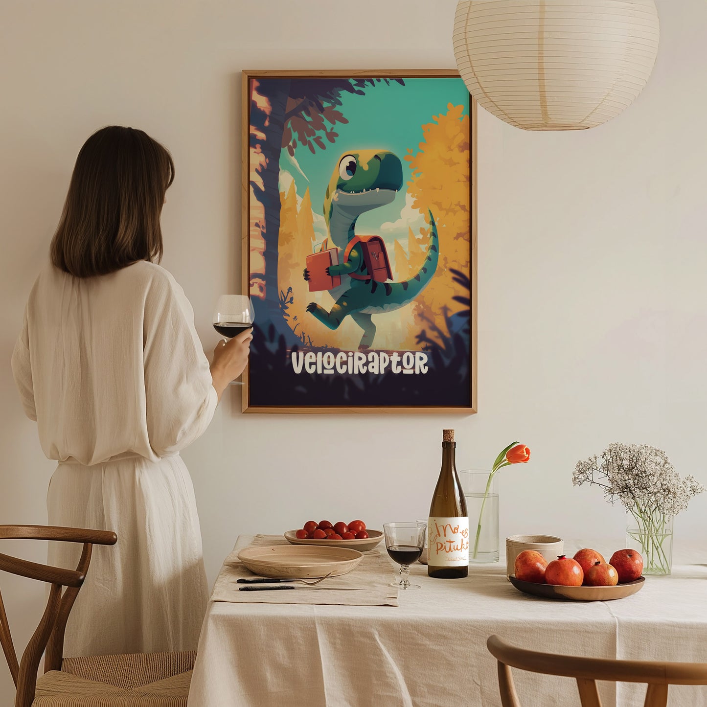 Velociraptor Poster | Kids Dinosaur Room Art | Framed or Unframed