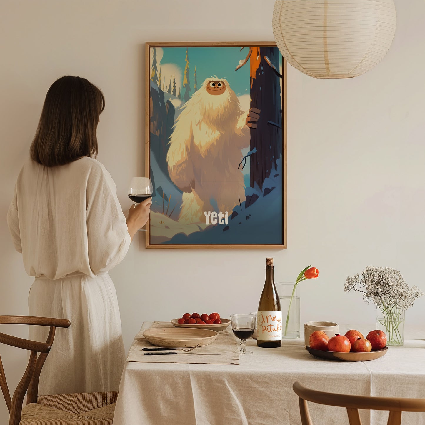 Yeti Nursery Poster | Cute Cryptid Snowman Wall Art for Kids Room or Baby Gift | Cozy Winter Art Print | Framed or Unframed