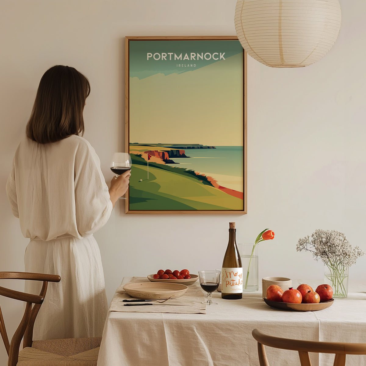 Portmarnock, Ireland Poster | Links Poster & Golfer Gift Wall Art — styled in a modern interior