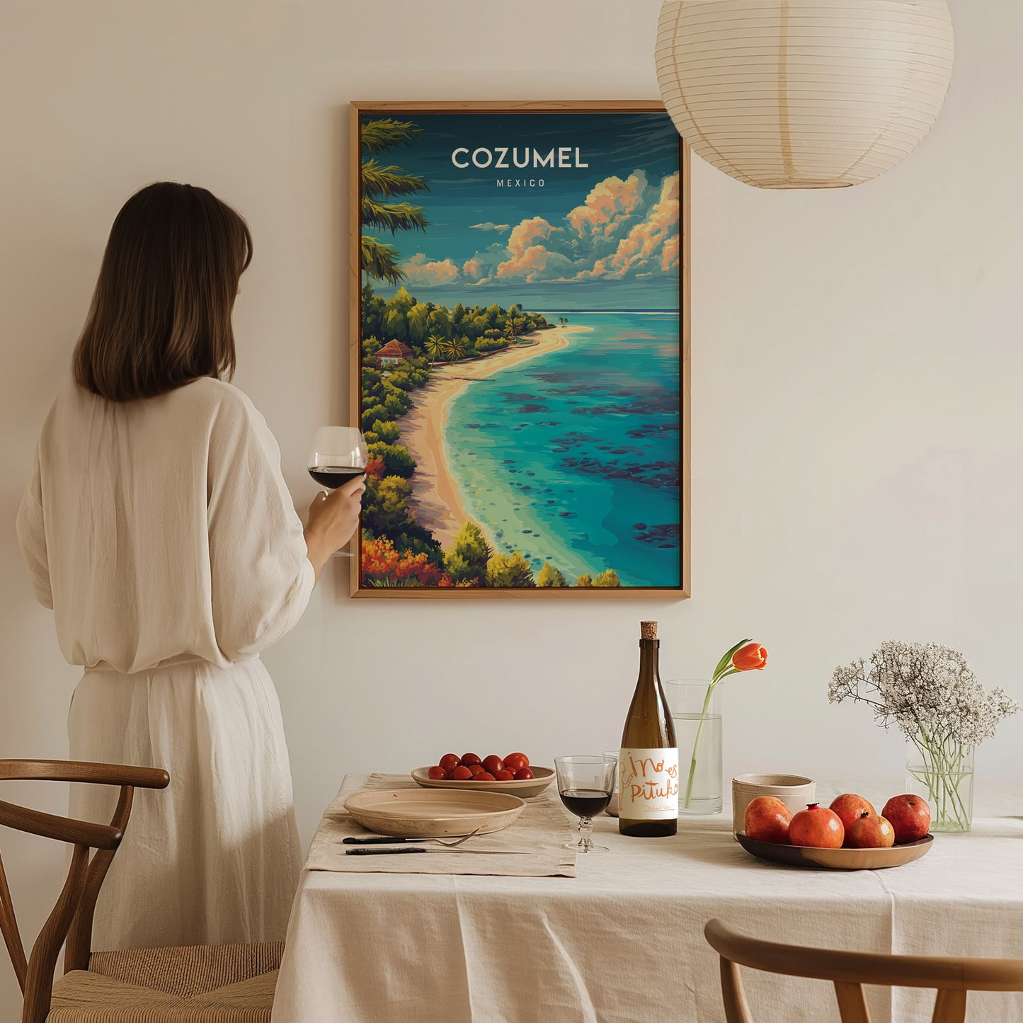 Cozumel, Mexico Poster | Caribbean Island Travel Gift Wall Art — styled in a modern interior