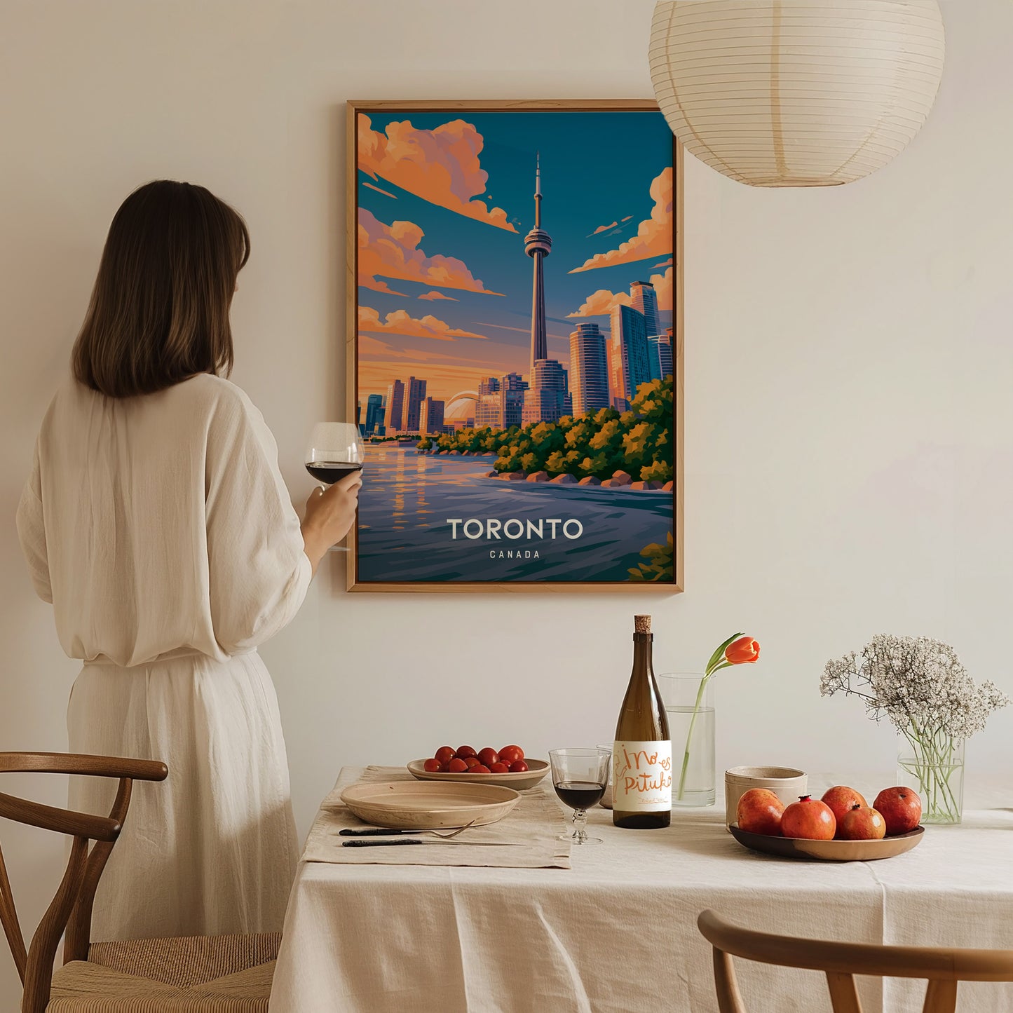 Toronto, Canada Poster | CN Tower & Skyline Cityscape Wall Art — styled in a modern interior