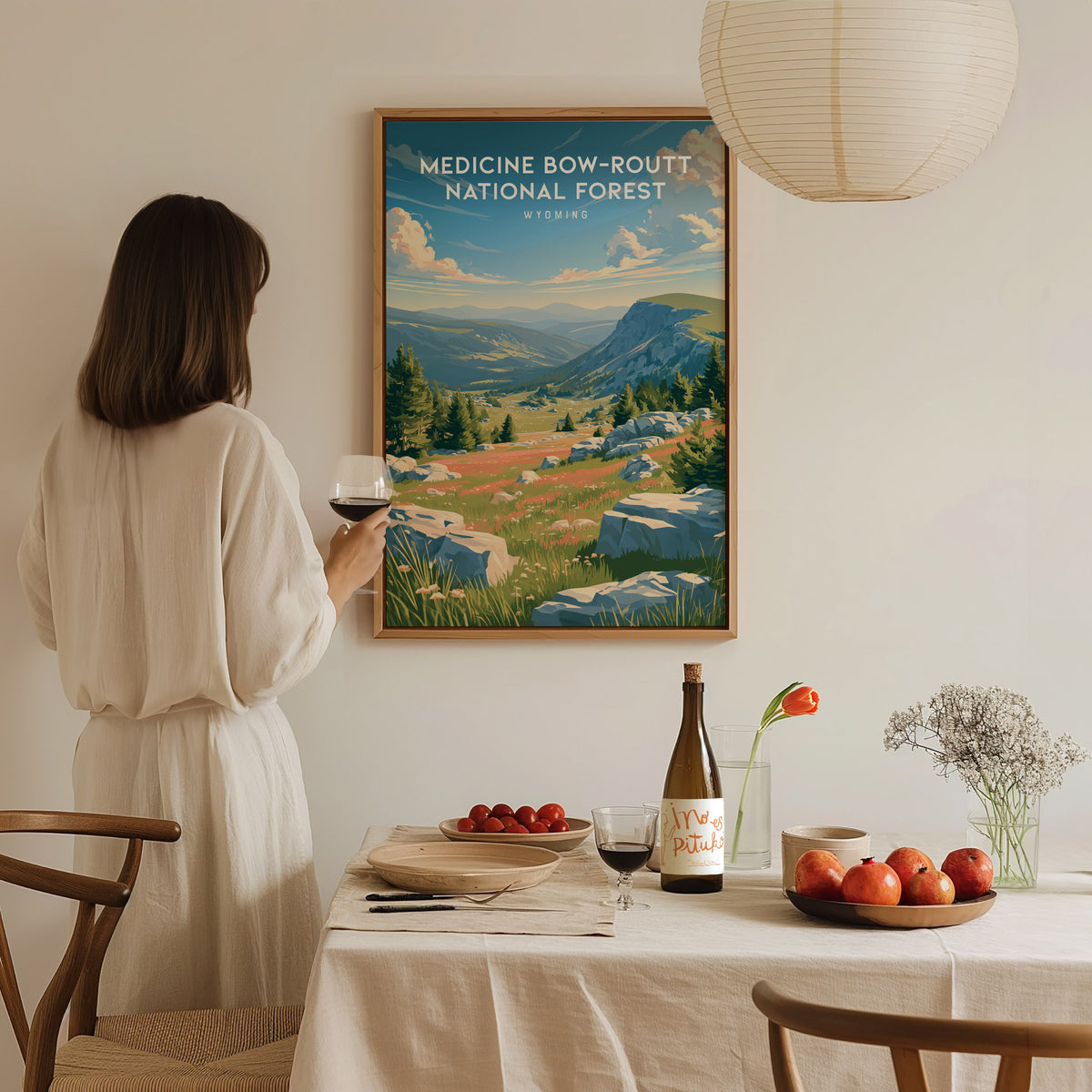 Medicine Bow-Routt National Forest, Wyoming Poster | Alpine Wilderness & Mountain Meadows Wall Art — styled in a modern inter
