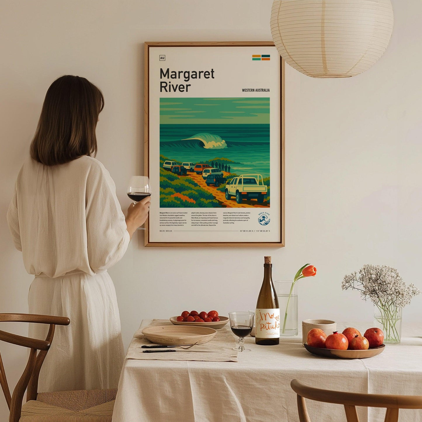 Margaret River Surf Spot Framed Poster Western Australia Big Wave Modern Wall Art Surfer Travel Print Minimalist Design Surfing Decor Gift - Swell Scenes