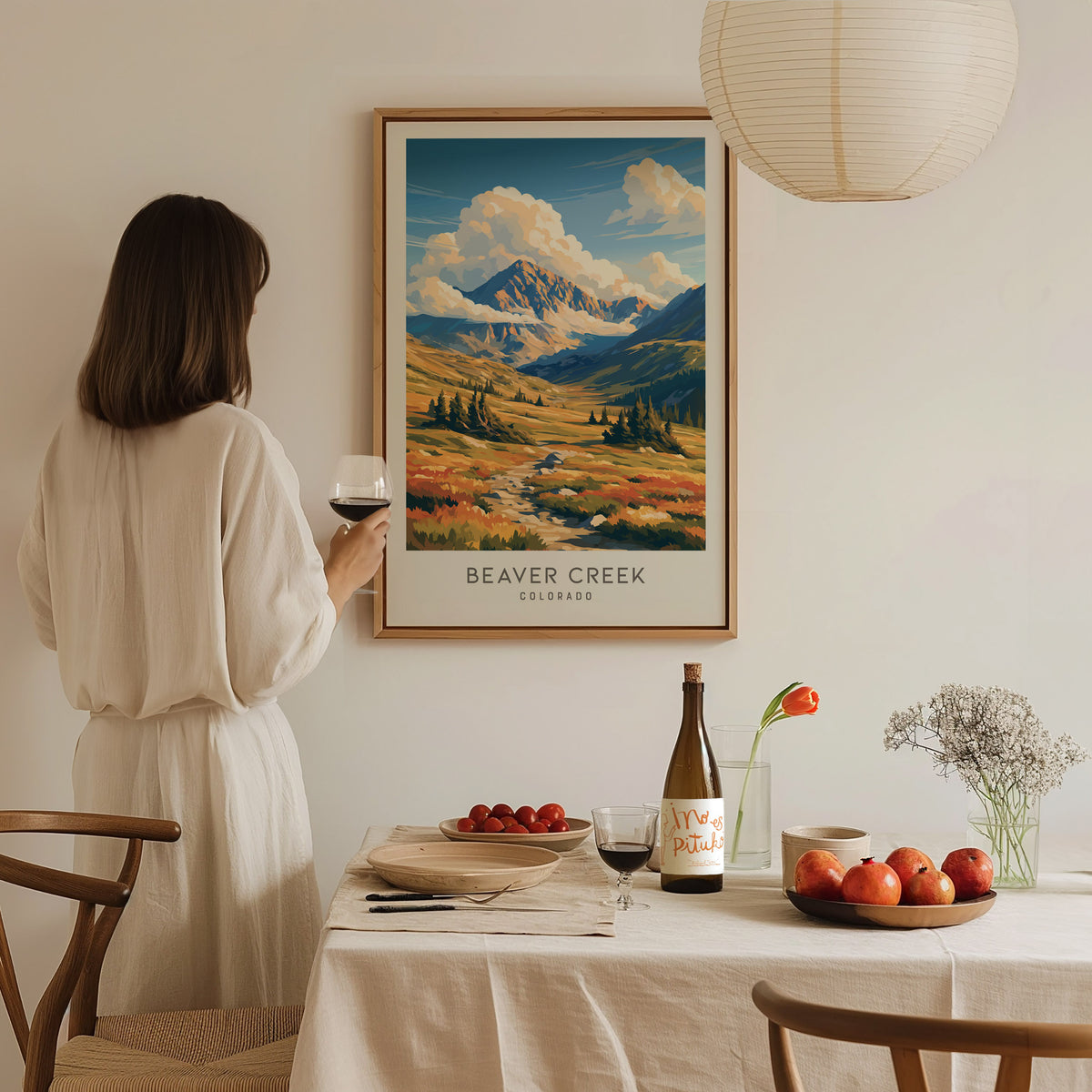 Beaver Creek Matte Border Poster | Colorado Framed or Unframed Travel Wall Art — styled in a modern interior